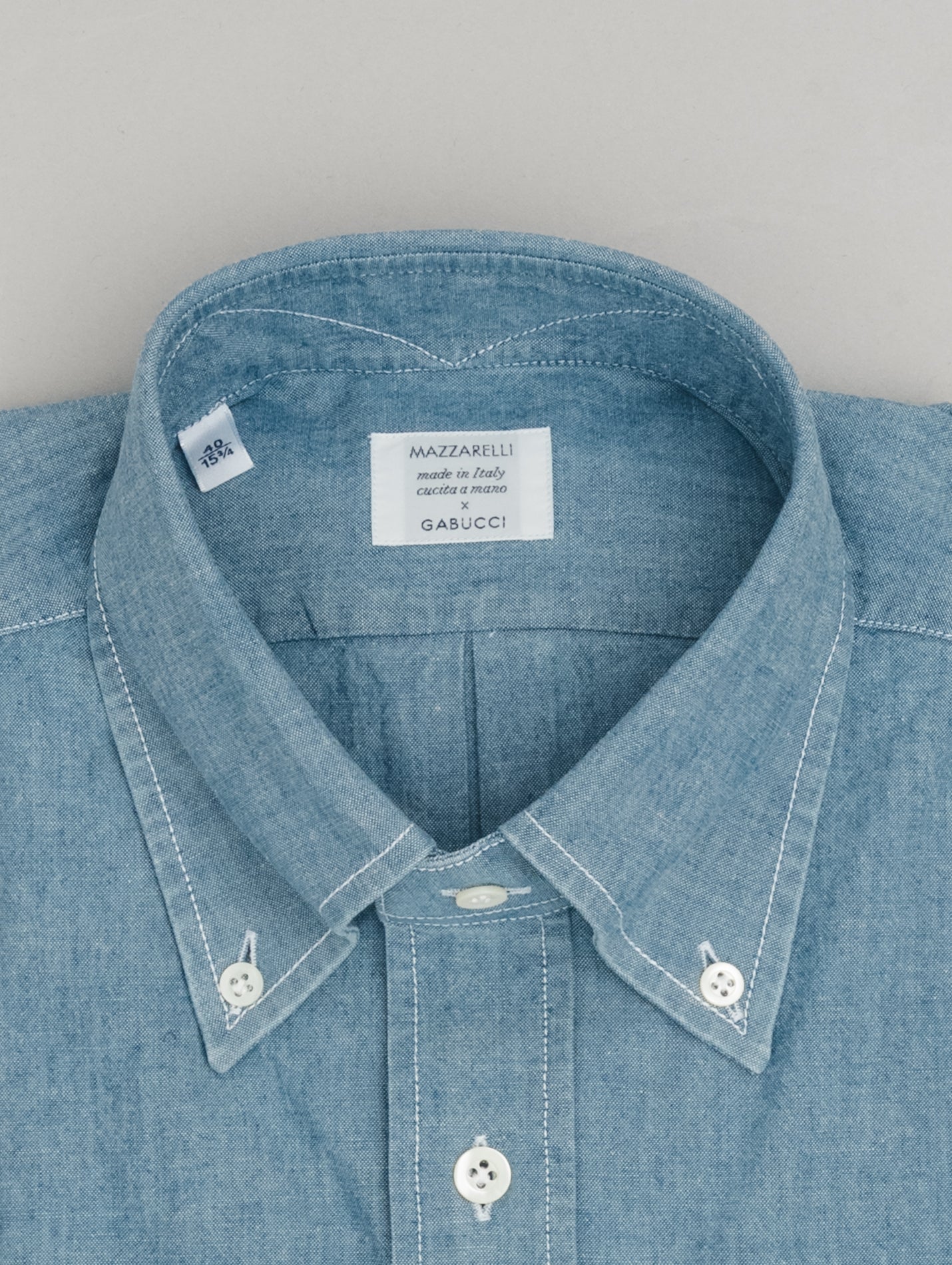 Chambray IVY Fit Shirt Bleached Mazzarelli Shirts 38