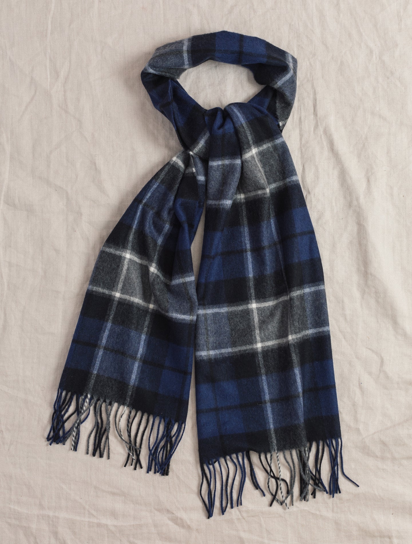 Checked Cashmere Woven Scarf Blue | Gabucci