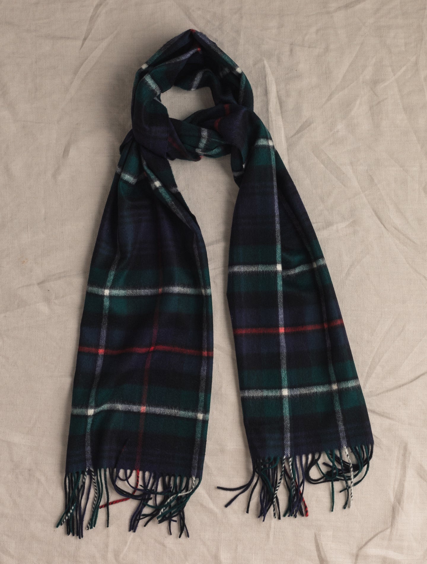 Checked Cashmere Woven Scarf Navy | Gabucci