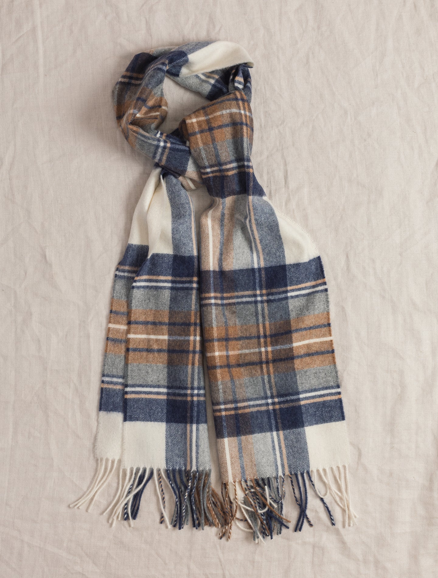 Checked Cashmere Woven Scarf Off White | Gabucci