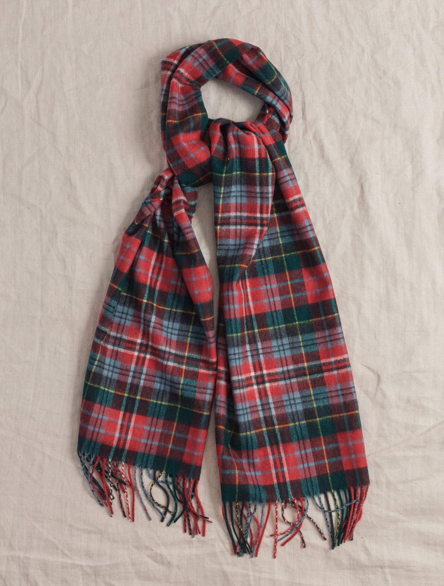 Checked Cashmere Woven Scarf Red | Gabucci