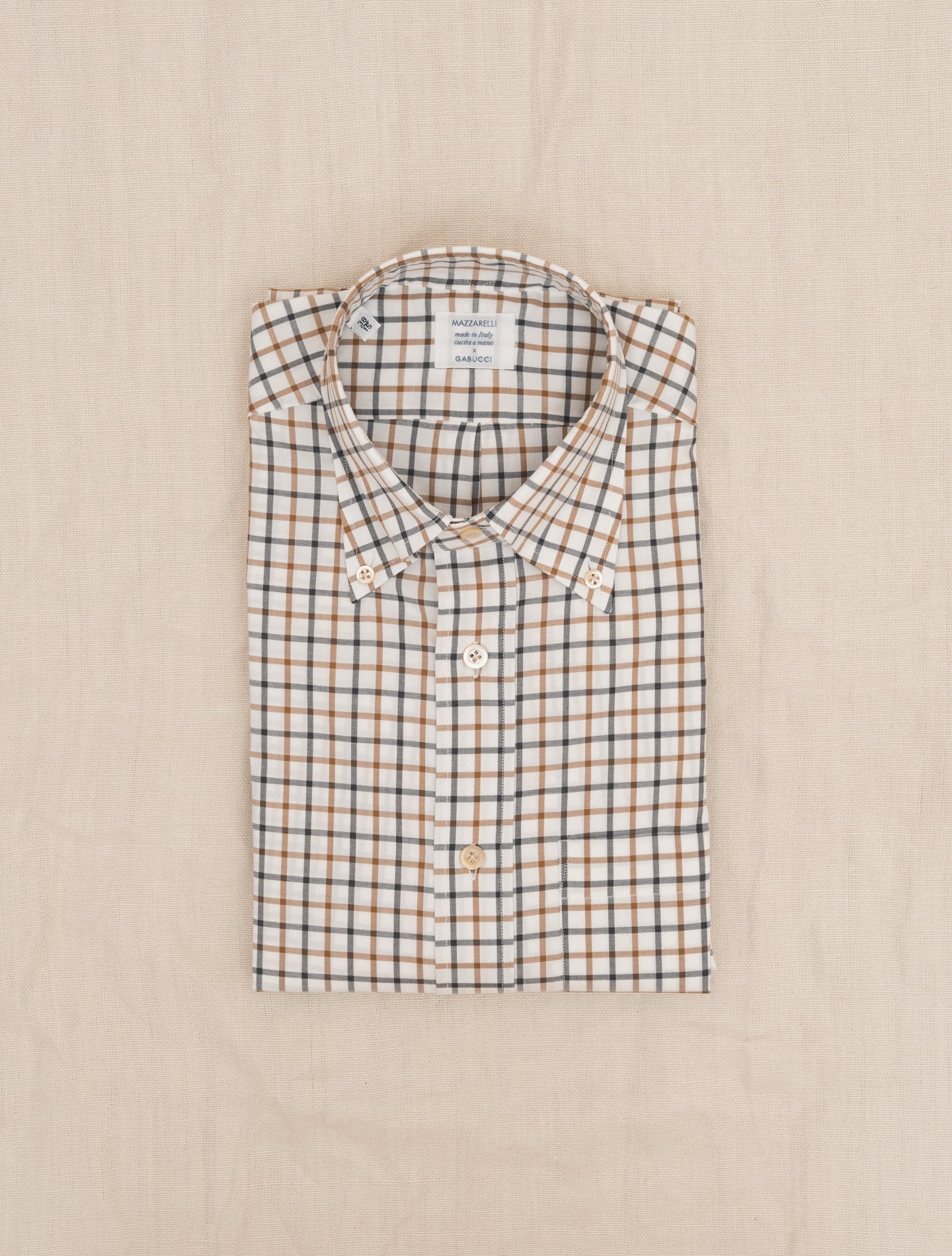 Checked Cotton IVY Fit Shirt Brown Mazzarelli Shirts 38