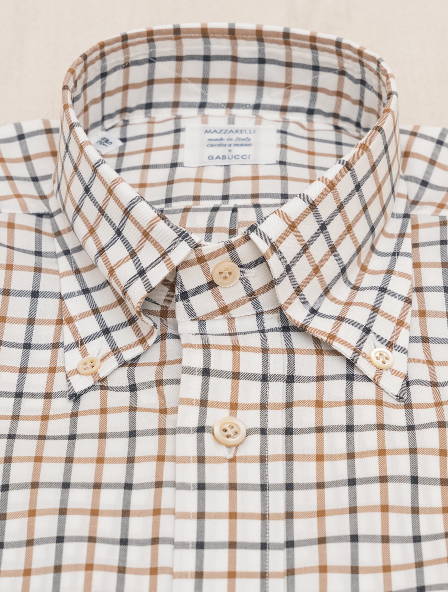 Checked Cotton IVY Fit Shirt Brown Mazzarelli Shirts 38