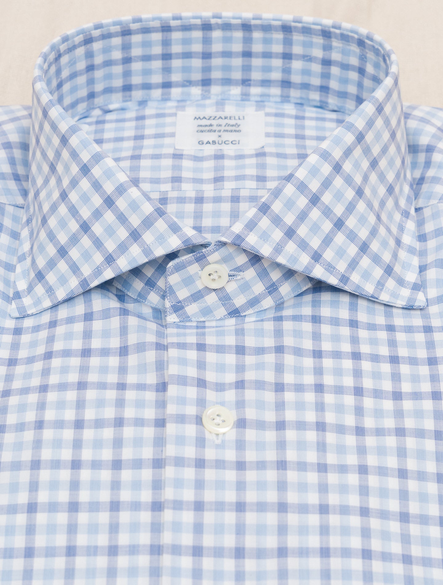 Checked Cut Away Shirt Light Blue Mazzarelli Shirts Gabucci