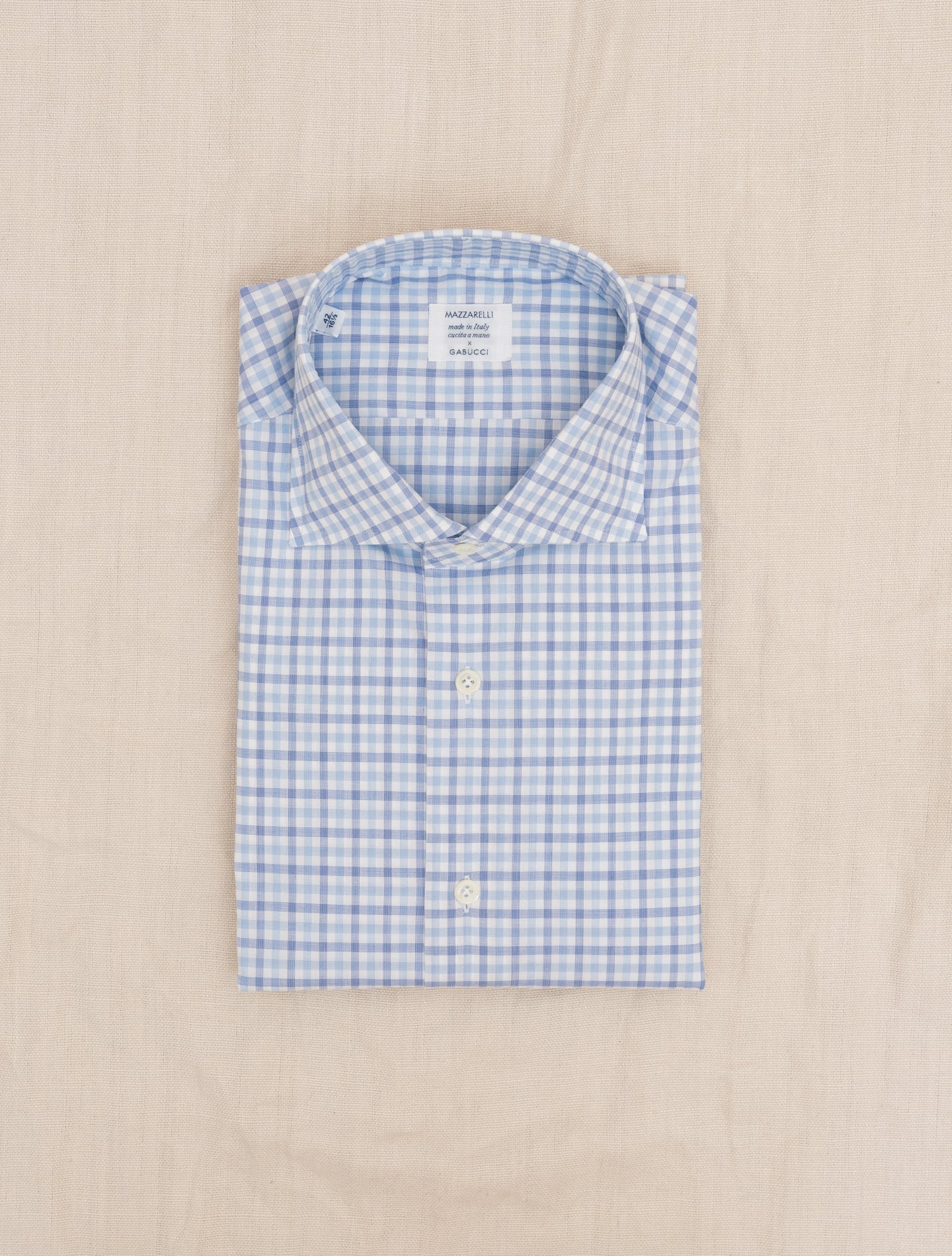 Checked Cut Away Shirt Light Blue Mazzarelli Shirts Gabucci