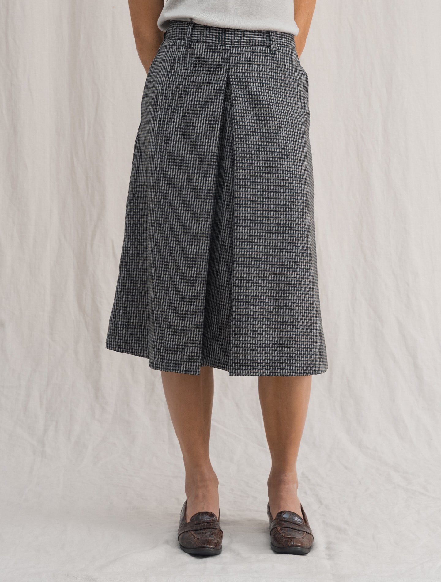 Checked Wool Skirt Brown | Gabucci