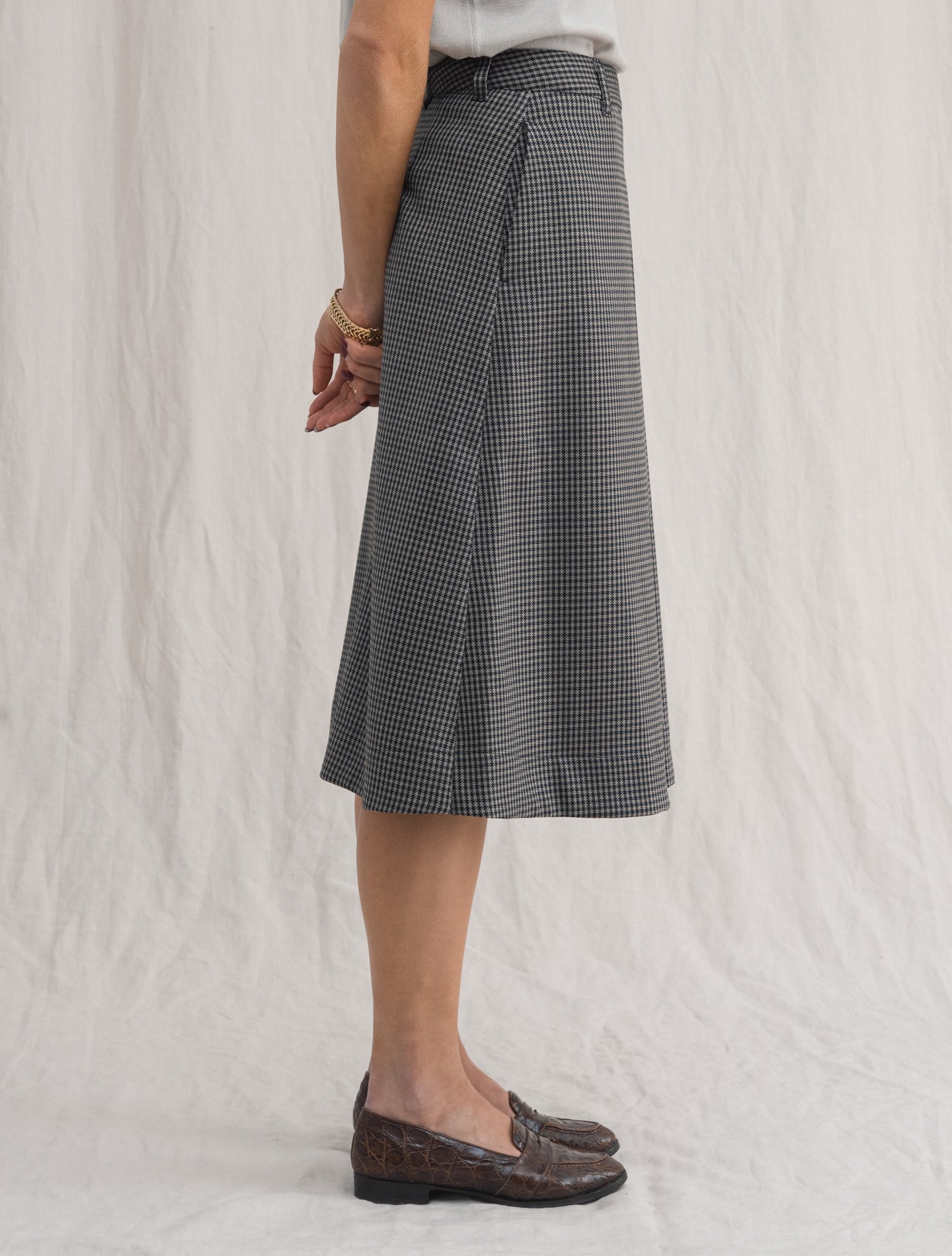 Checked Wool Skirt Brown | Gabucci