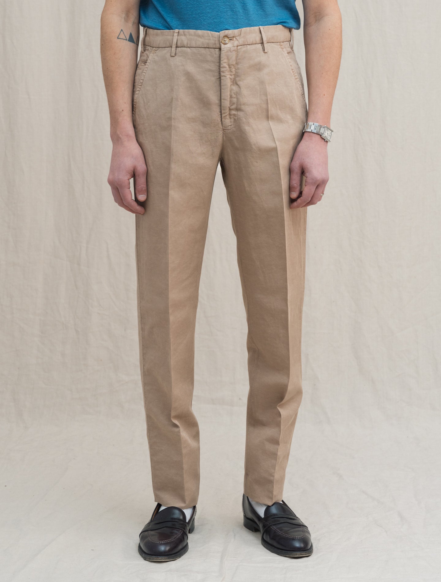 Chinolino Regular Fit Trousers Desert Beige Incotex Trousers 46