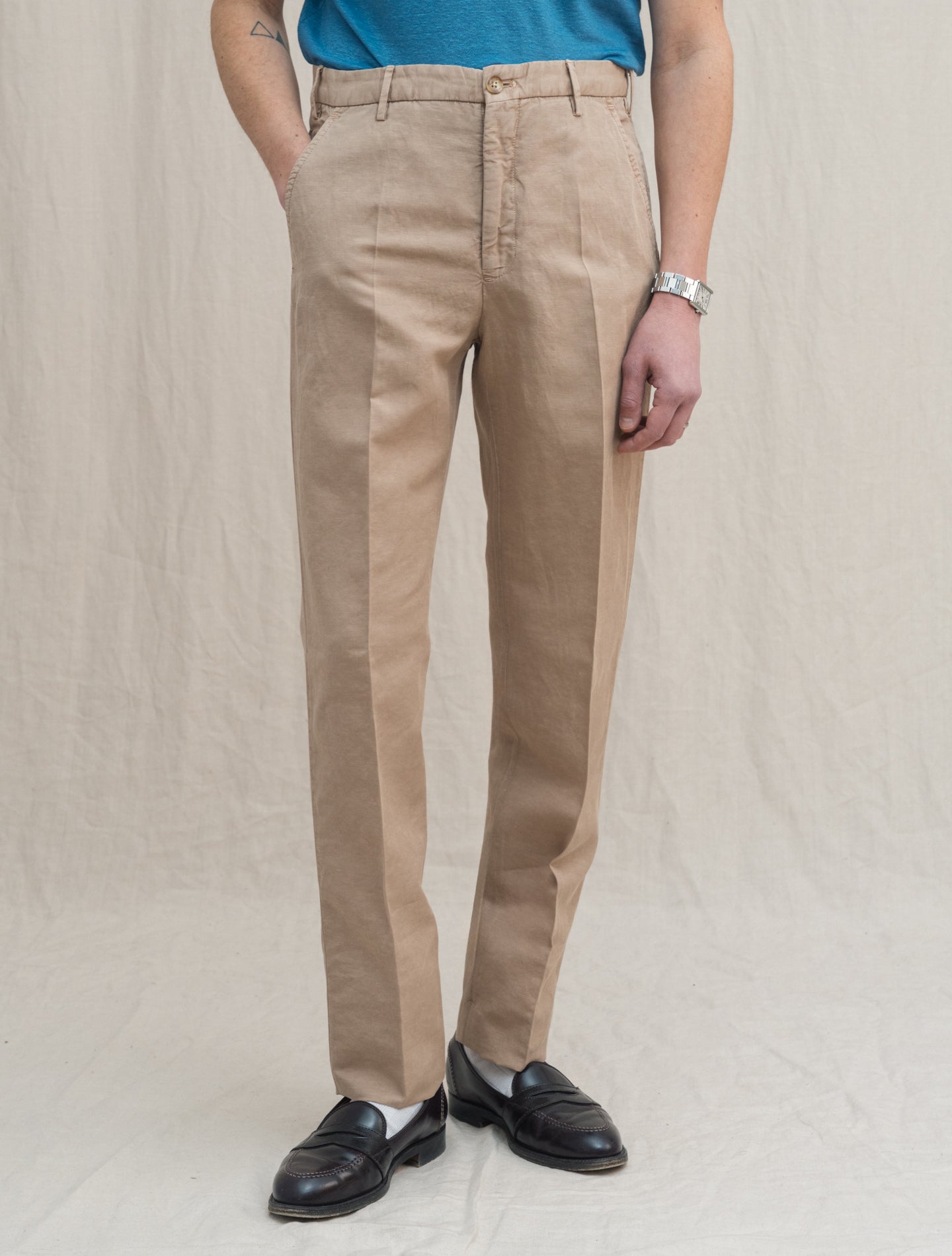 Chinolino Regular Fit Trousers Desert Beige Incotex Trousers 46
