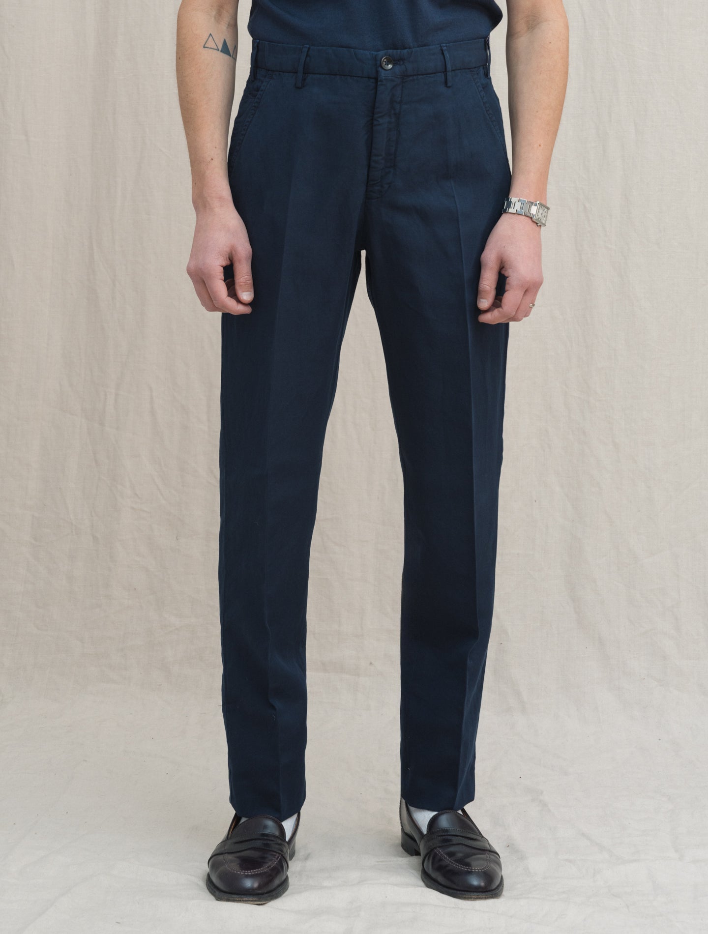Chinolino Regular Fit Trousers Navy Incotex Trousers 46