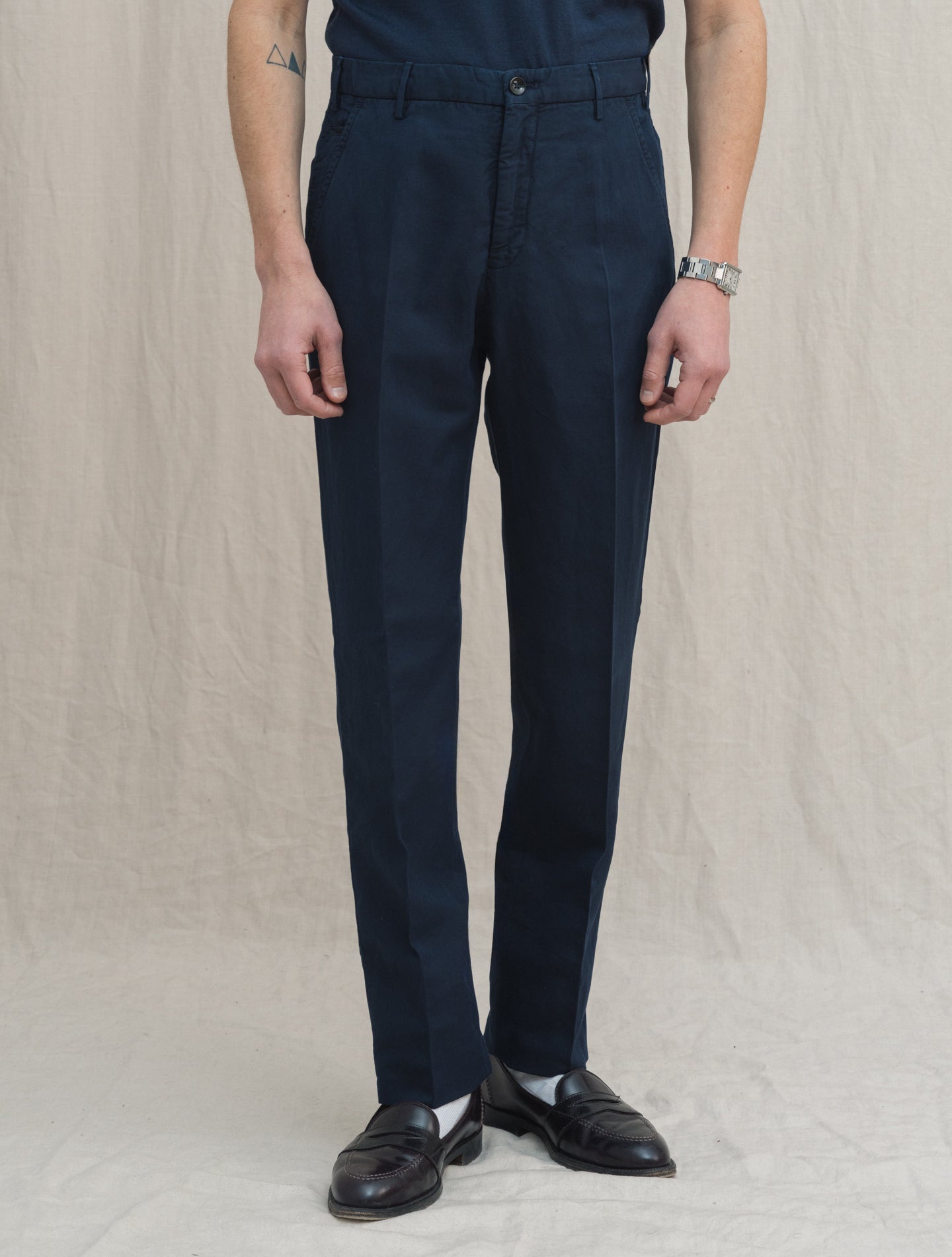 Chinolino Regular Fit Trousers Navy Incotex Trousers 46