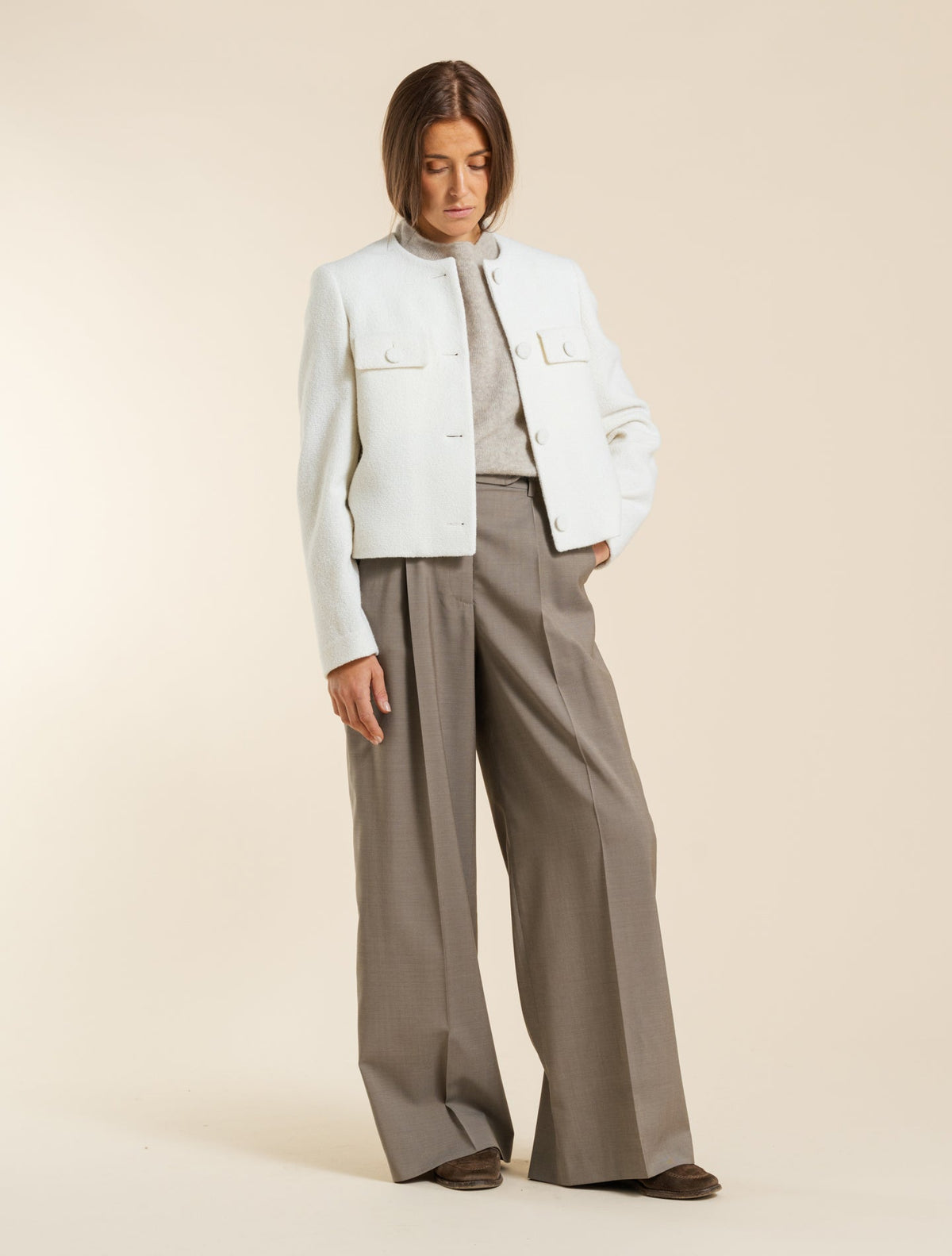 Conelle Boucle Jacket Off White Lardini Jackets IT 38