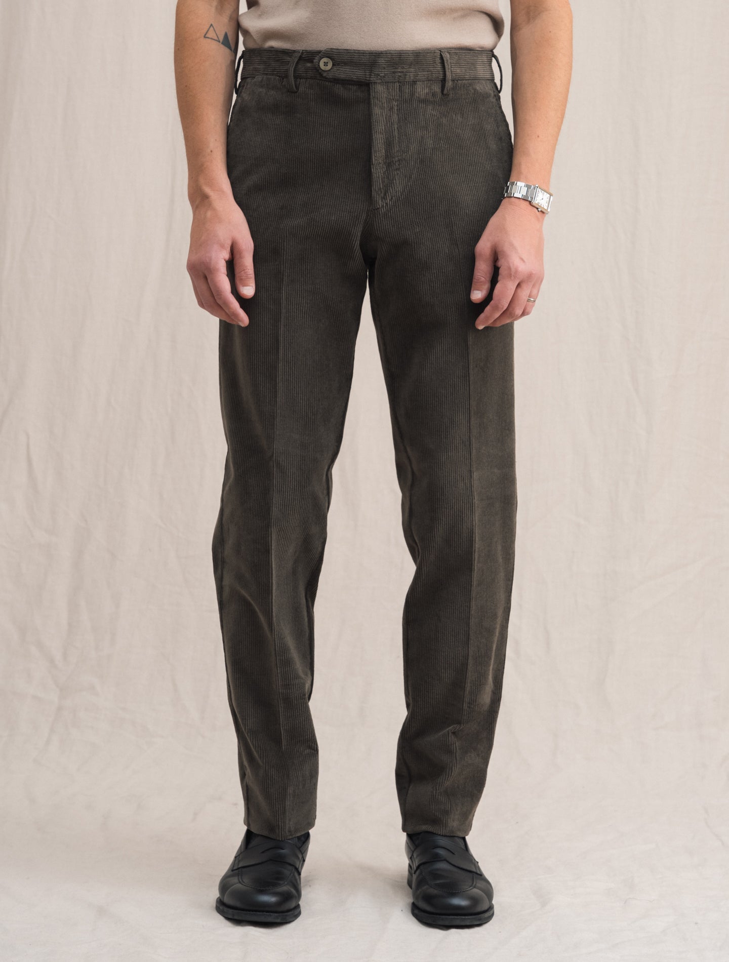 Corduroy Cotton Trouser Green | Gabucci