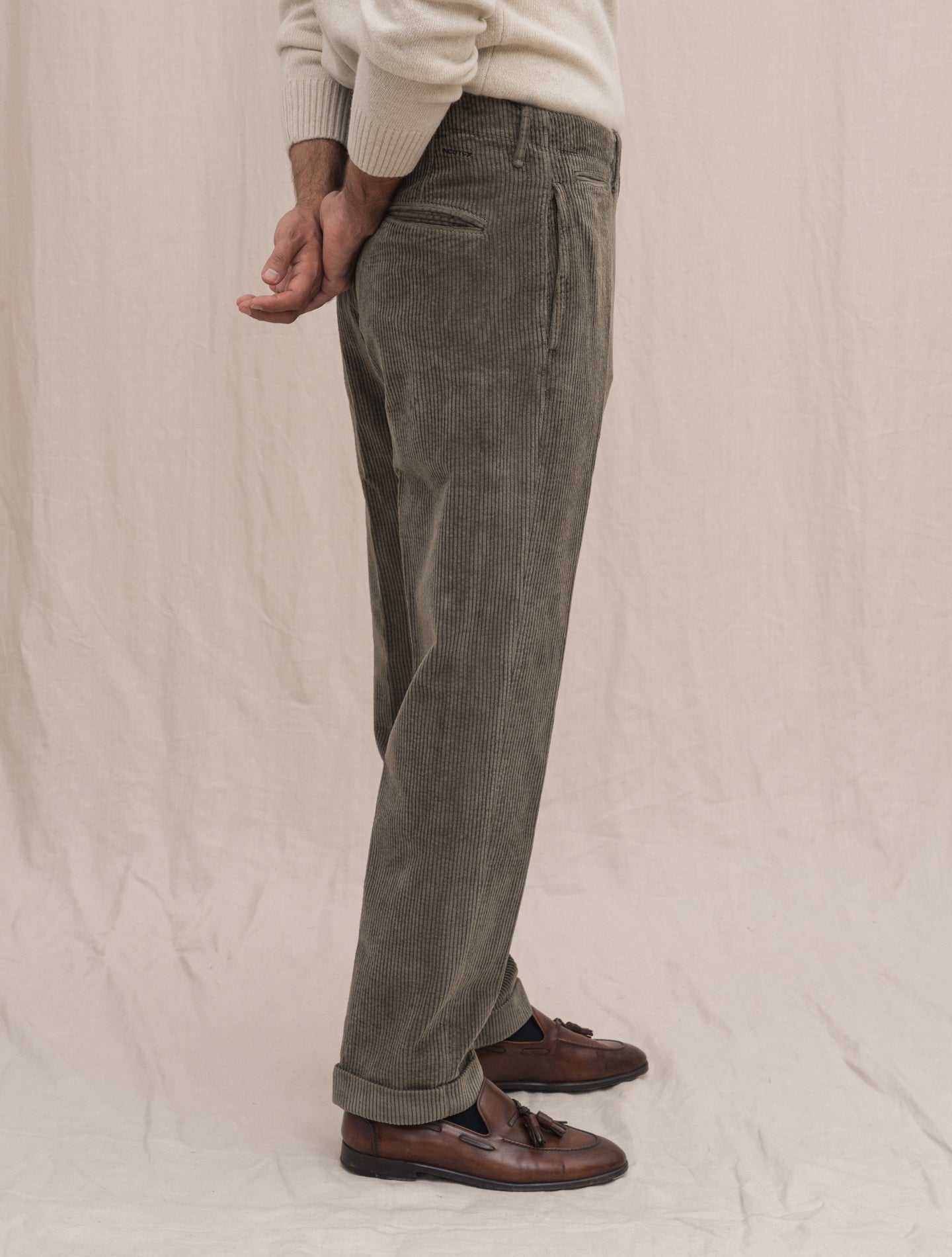 Corduroy Regular Fit Slacks Military Incotex Trousers Gabucci