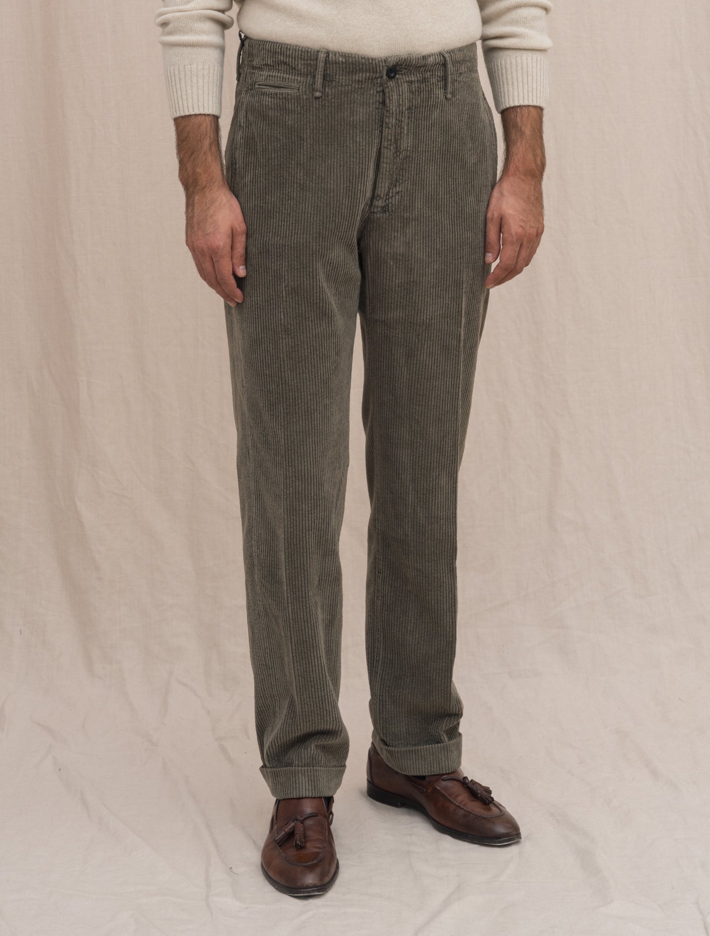 Corduroy Regular Fit Slacks Military Incotex Trousers Gabucci