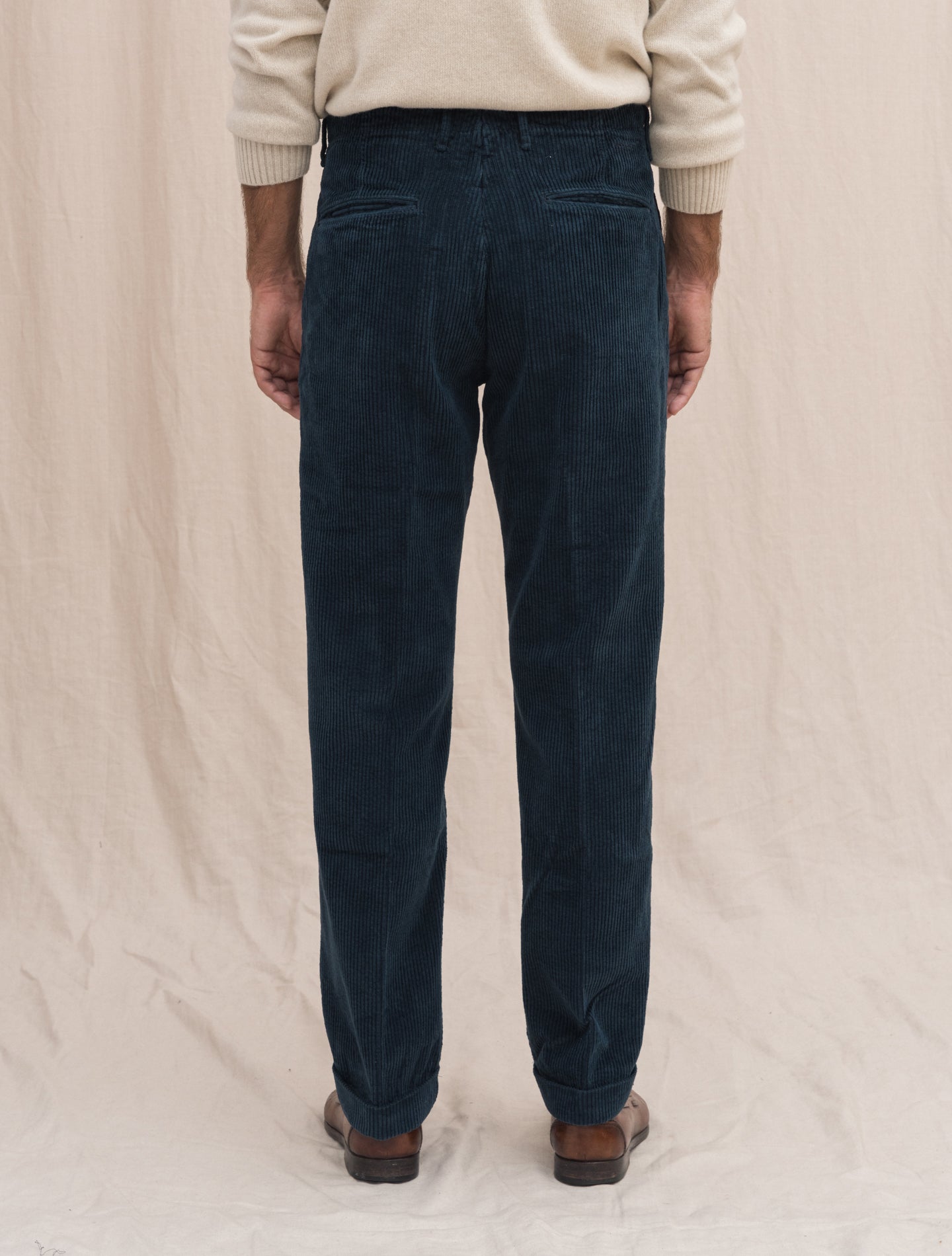 Corduroy Regular Fit Slacks Navy Incotex Trousers 30