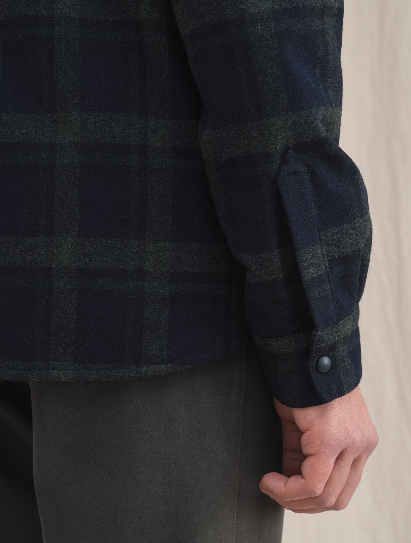 Cortina Checked Wool Overshirt Green | Gabucci