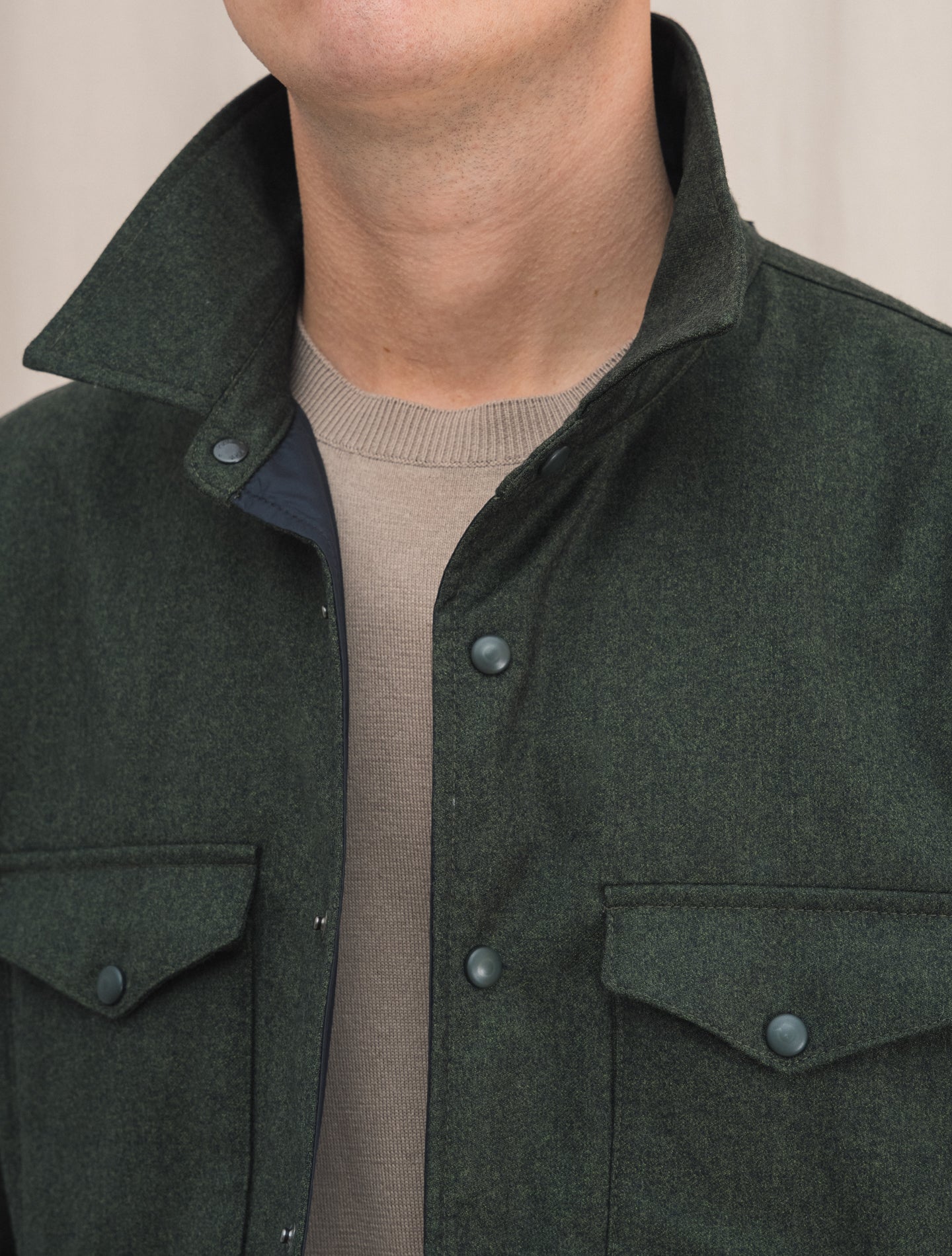 Cortina Wool Overshirt Green | Gabucci