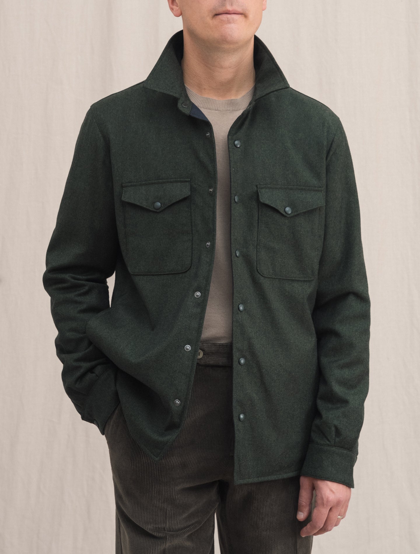 Cortina Wool Overshirt Green | Gabucci