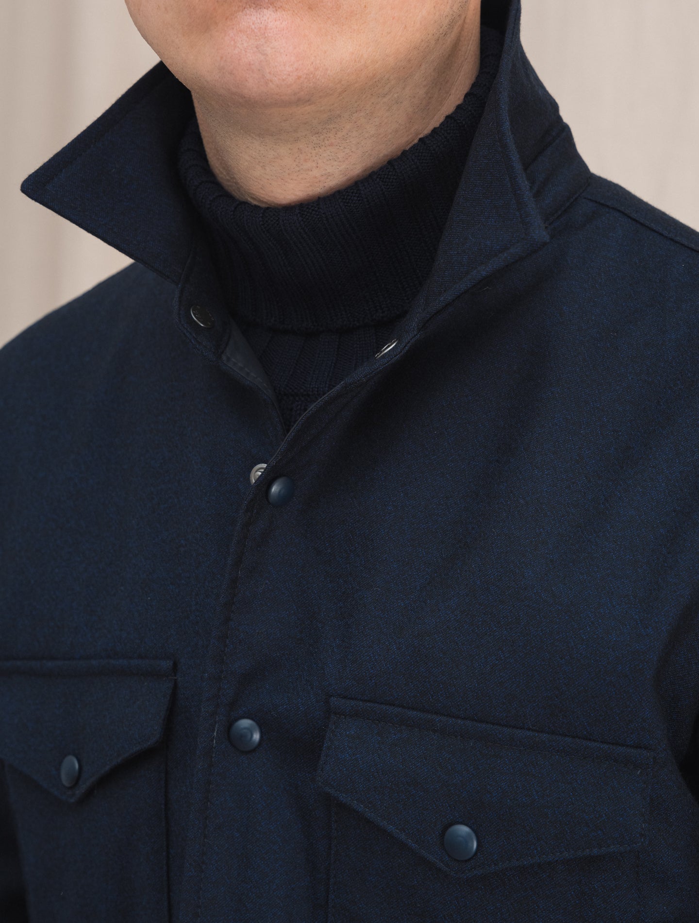 Cortina Wool Overshirt Navy | Gabucci