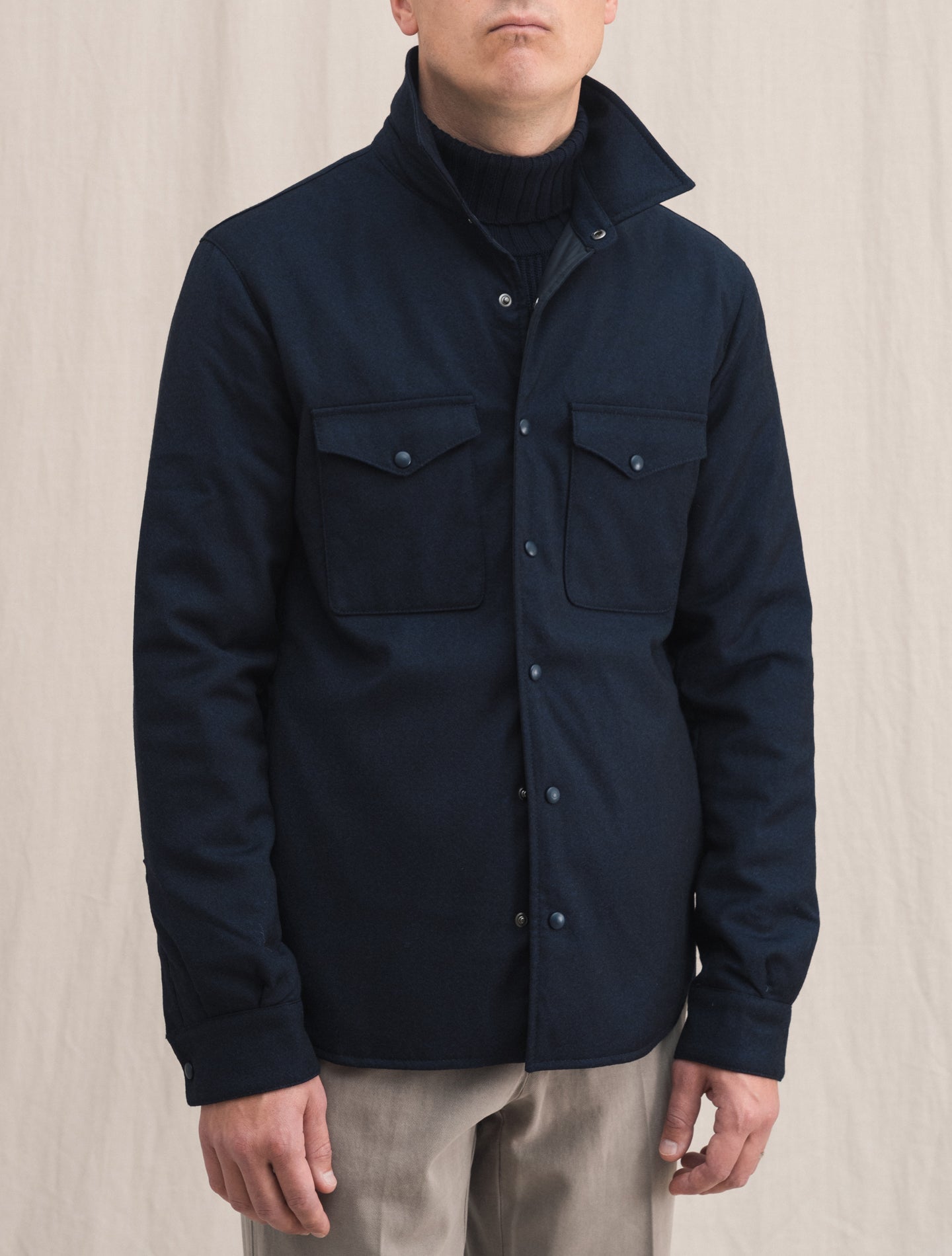 Cortina Wool Overshirt Navy | Gabucci