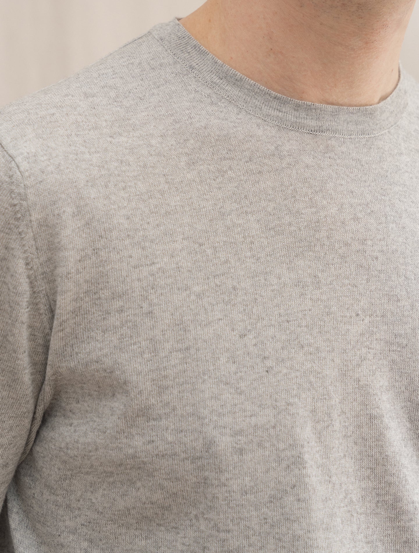 Cotton Cashmere Crewneck Sweater Greige Morgano Knitwear 48