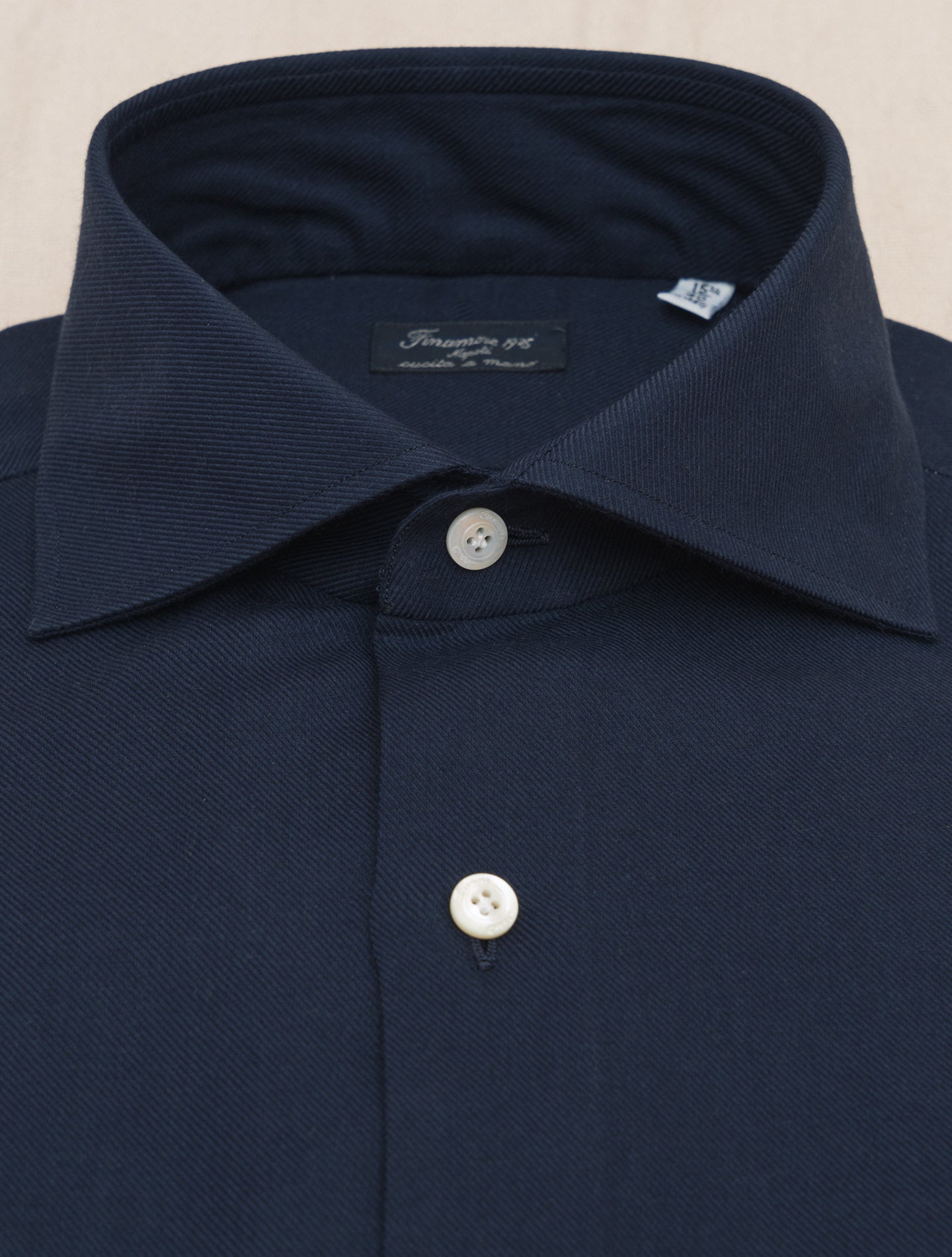 Cotton Cashmere Napoli Cut Away Shirt Navy Finamore Shirts Gabucci