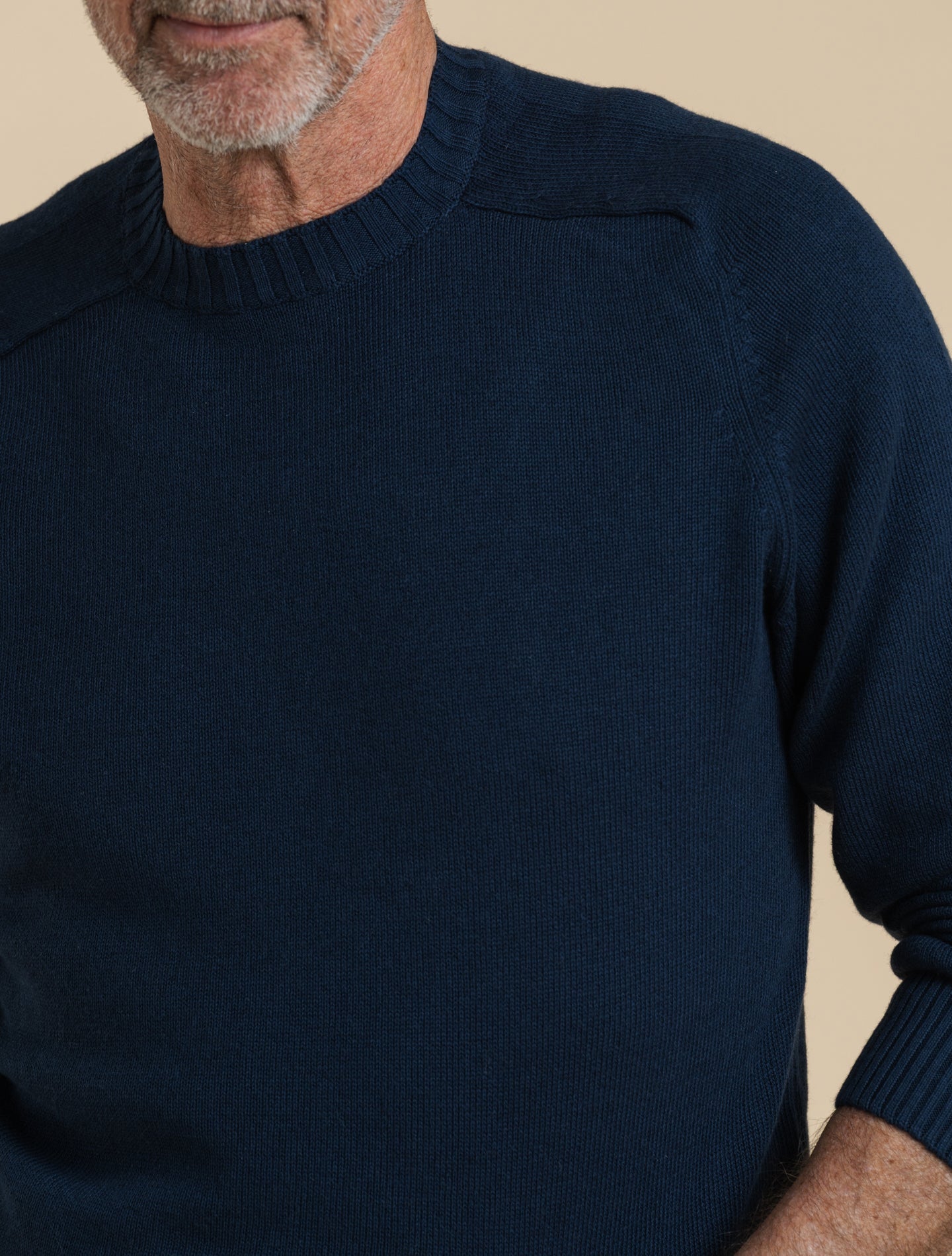 Cotton Cashmere Saddle Shoulder Crewneck Navy Morgano Knitwear 48