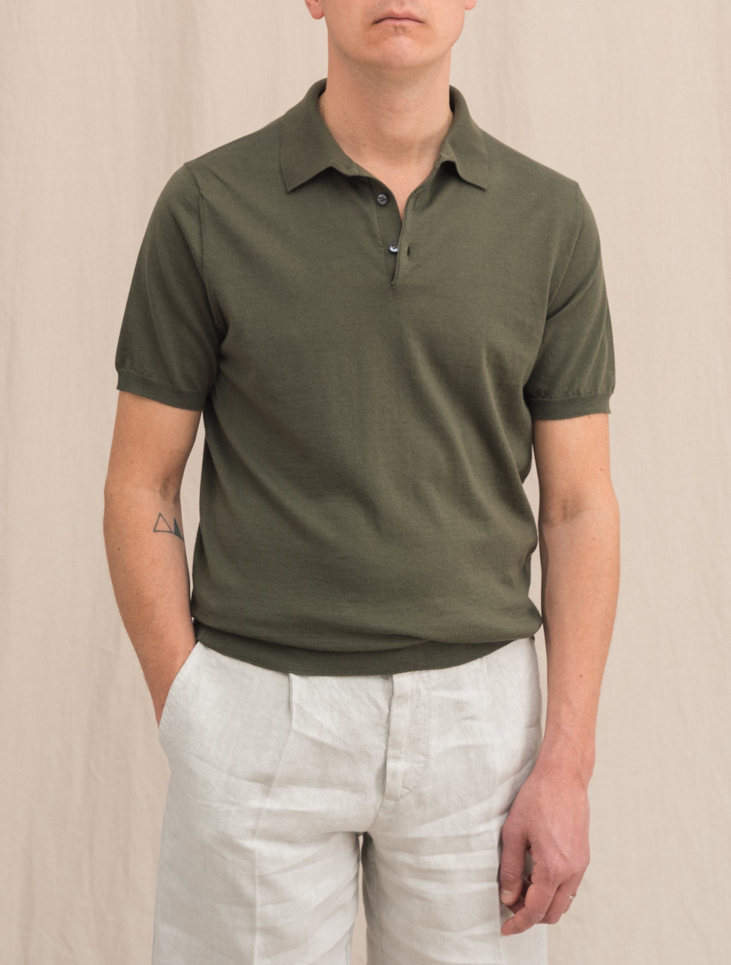 Cotton Cashmere Short Sleeve Polo Shirt Green Fioroni Polo shirts 48