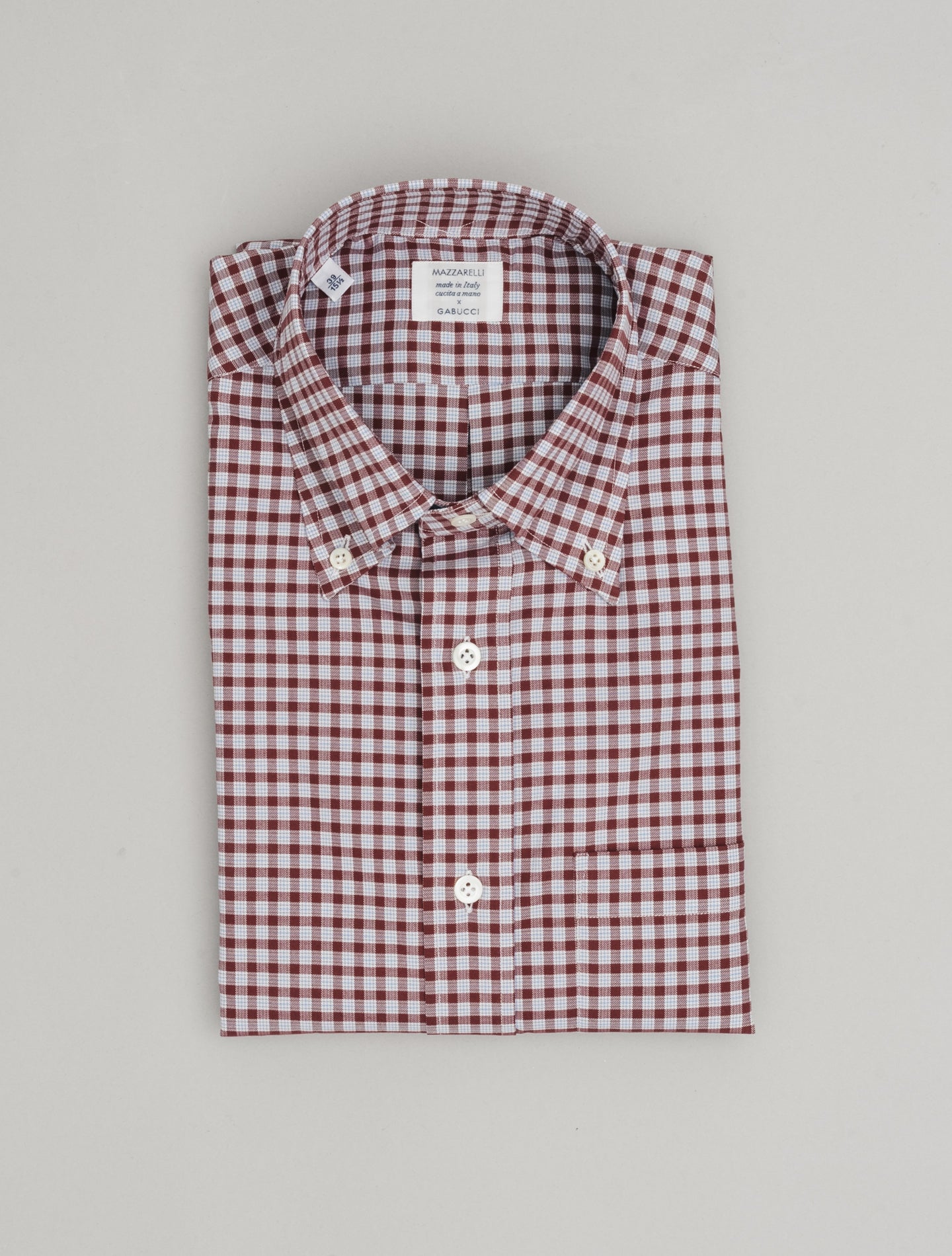 Cotton Checked IVY Fit Shirt Red Mazzarelli Shirts 39