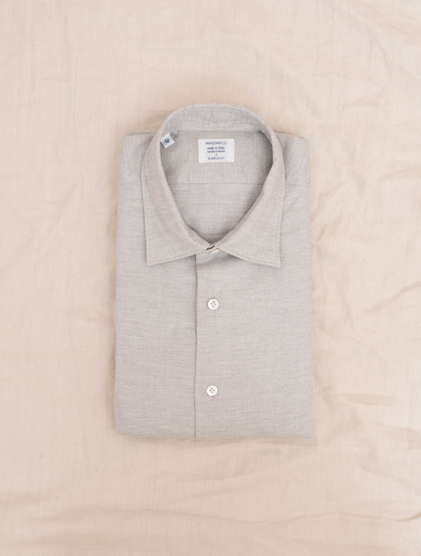 Cotton Flannel Relaxed Fit Shirt Light Grey Mazzarelli Shirts 38