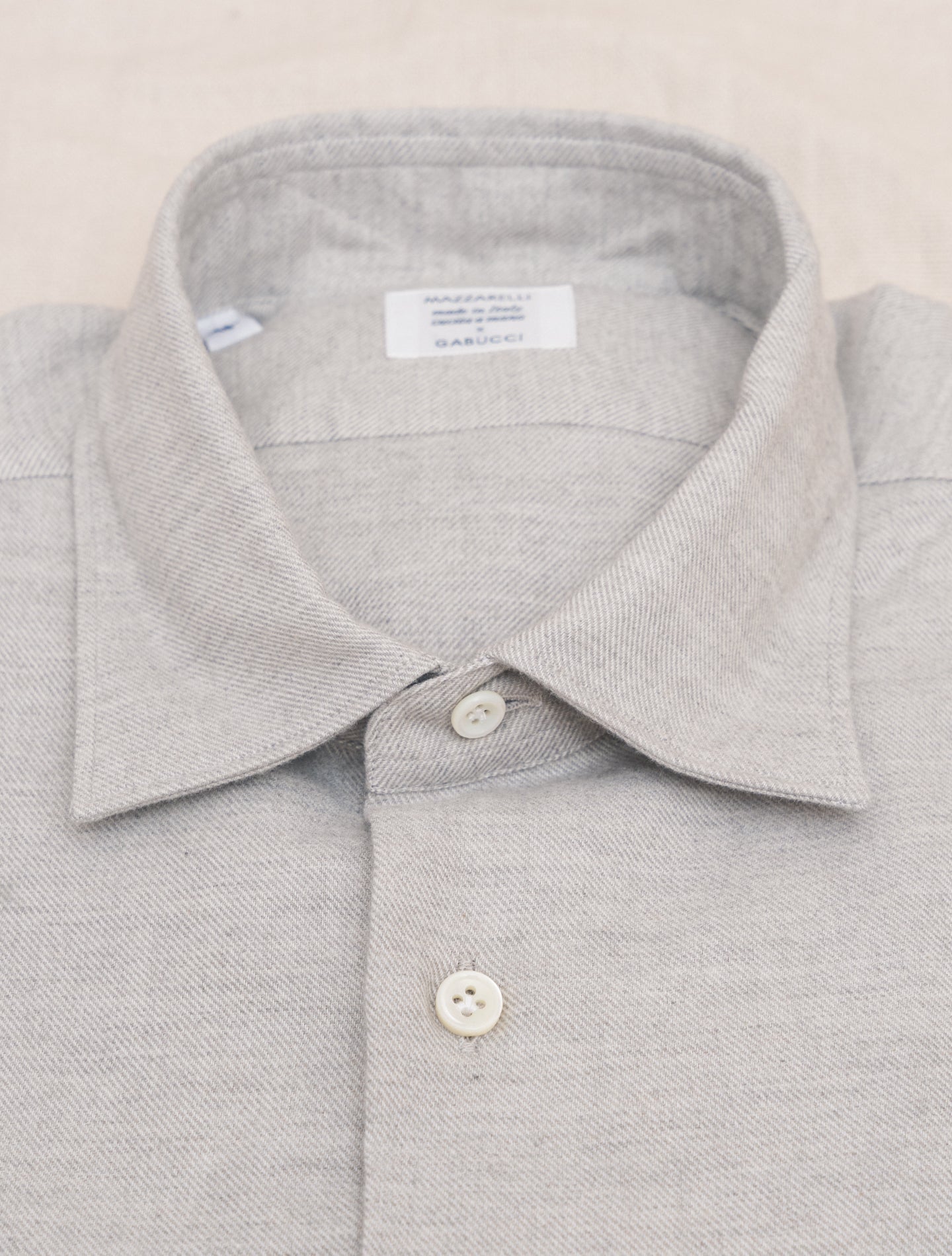 Cotton Flannel Relaxed Fit Shirt Light Grey Mazzarelli Shirts 38