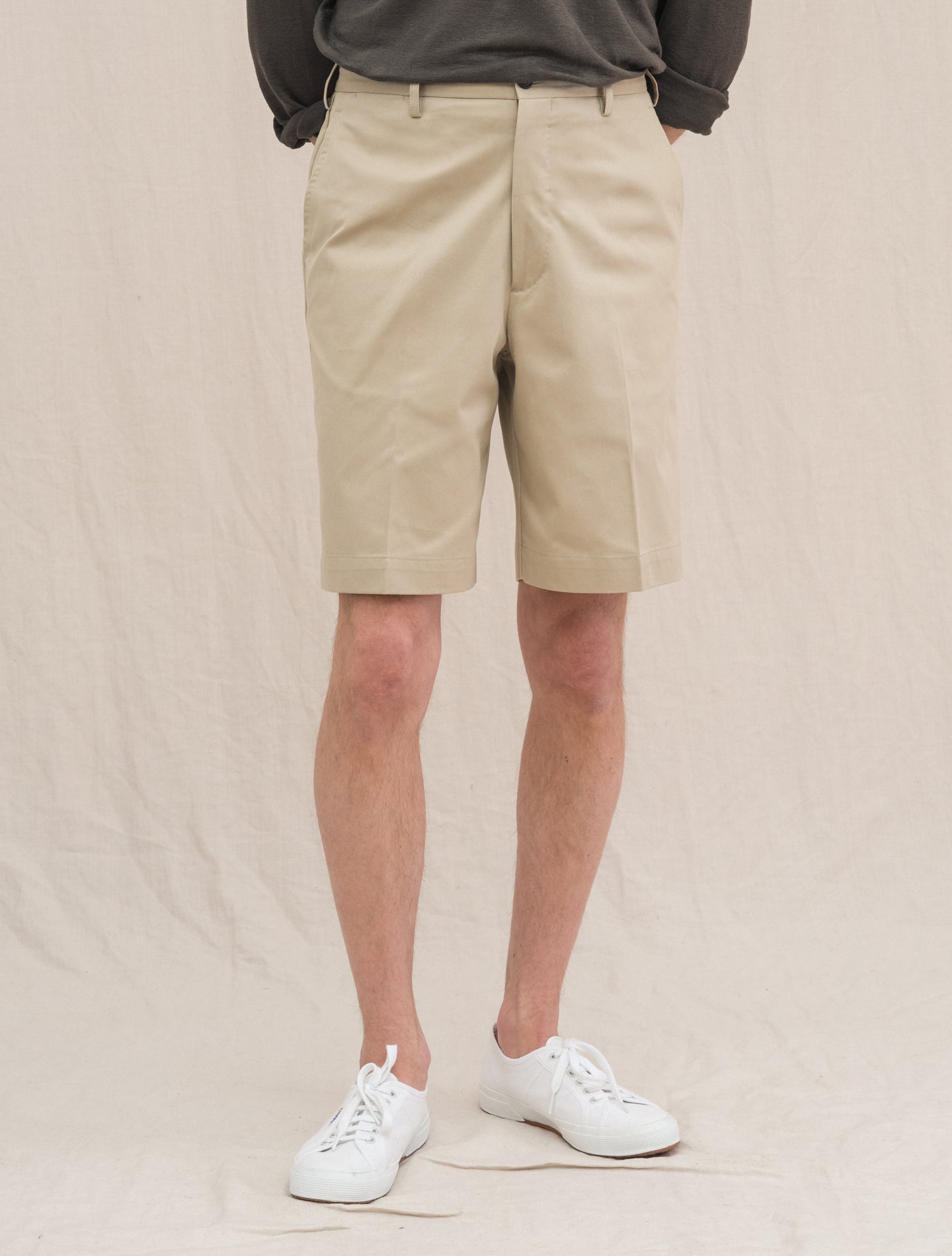 Cotton High Rise Shorts Beige Rota Shorts 46