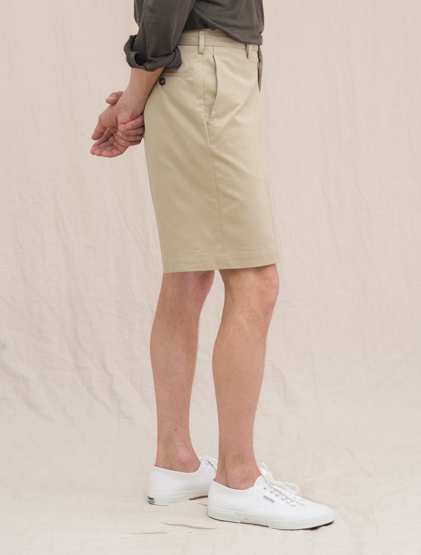 Cotton High Rise Shorts Beige Rota Shorts 46