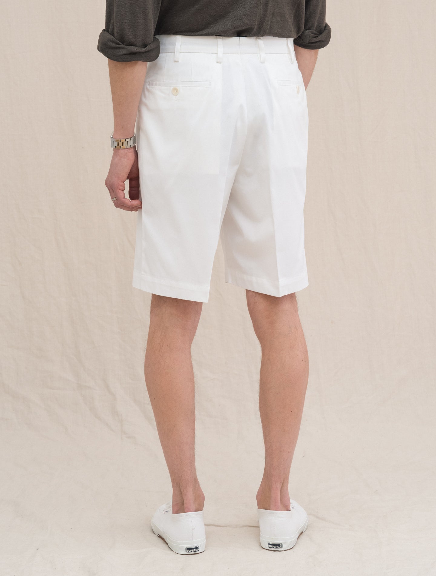 Cotton High Rise Shorts White Rota Shorts 46