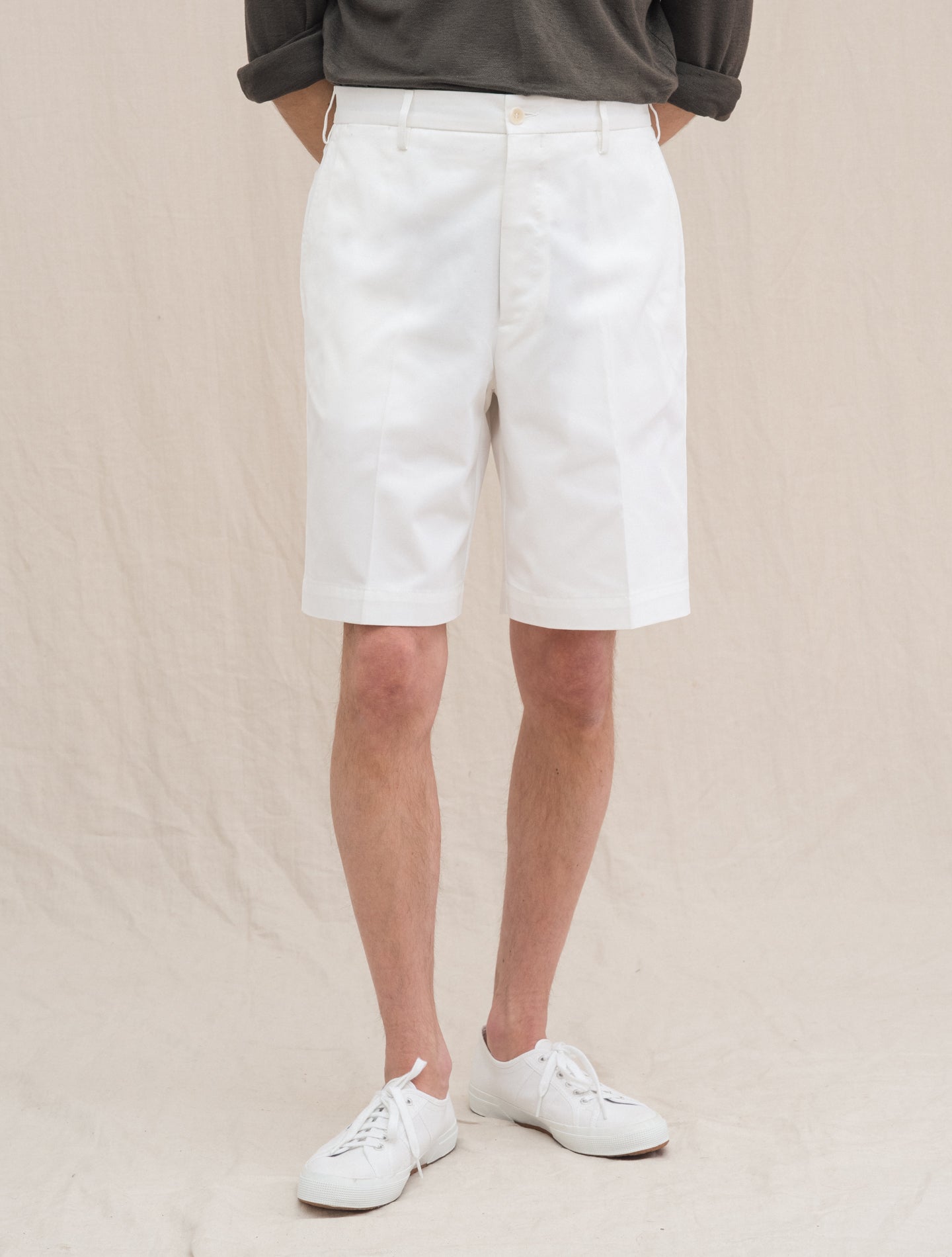 Cotton High Rise Shorts White Rota Shorts 46