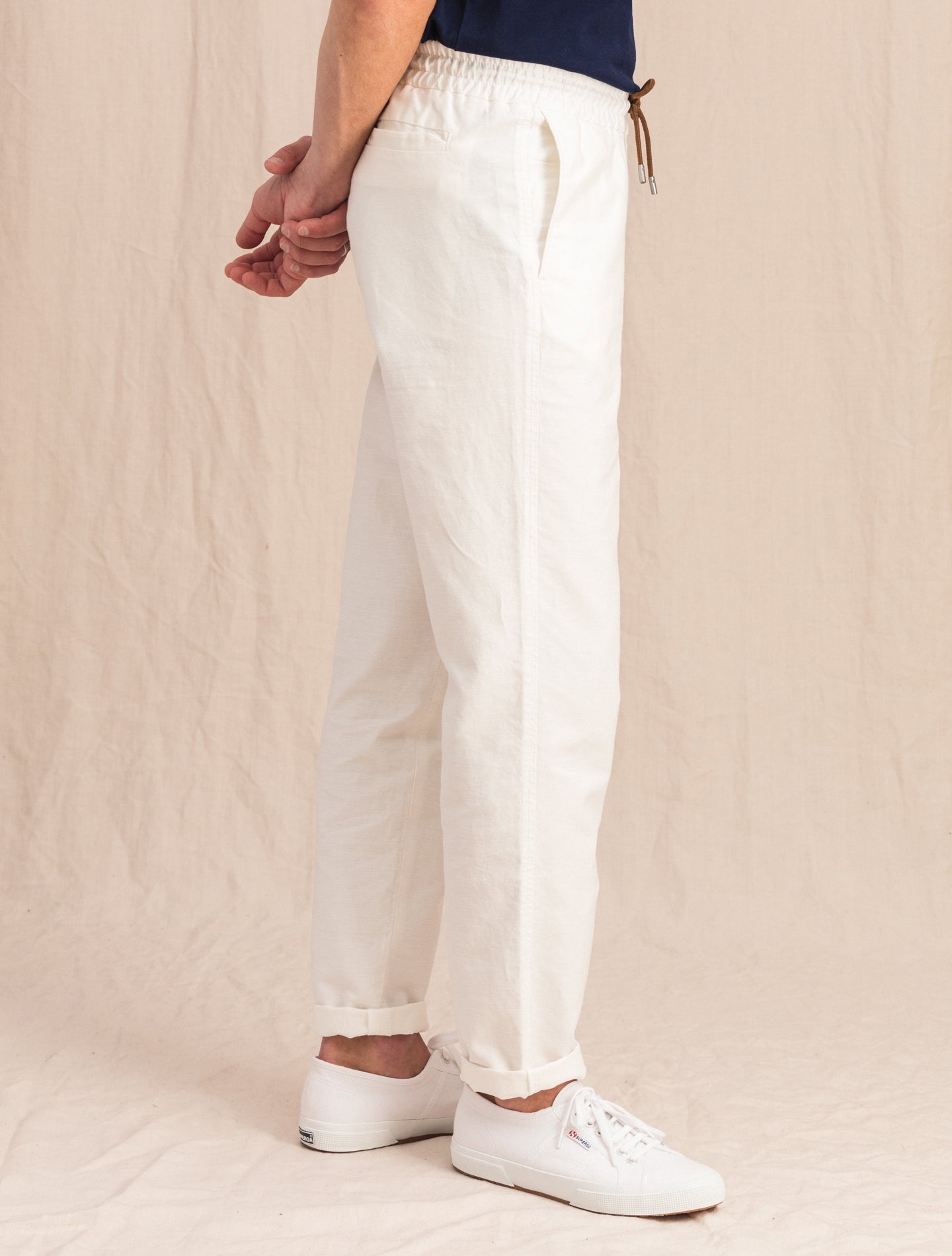 Cotton Linen Drawstring Trouser Off White Sease Trousers S