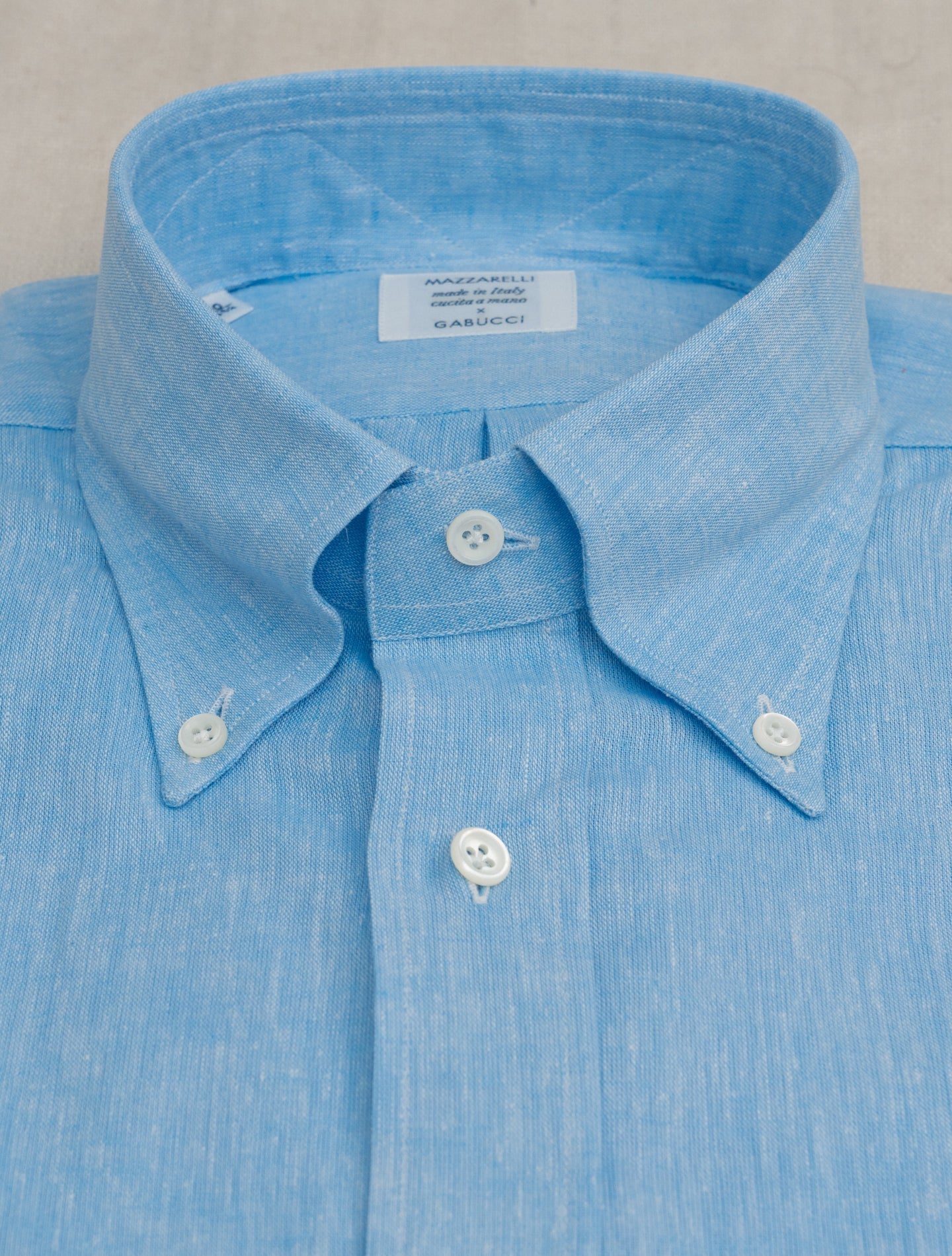 Cotton Linen IVY Fit Shirt Sky Blue Mazzarelli Shirts 38