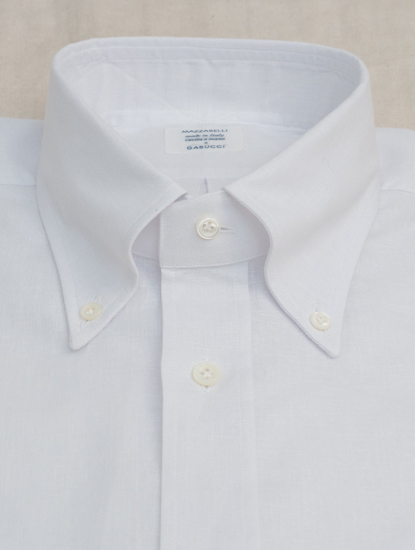 Cotton Linen IVY Fit Shirt White Mazzarelli Shirts 38