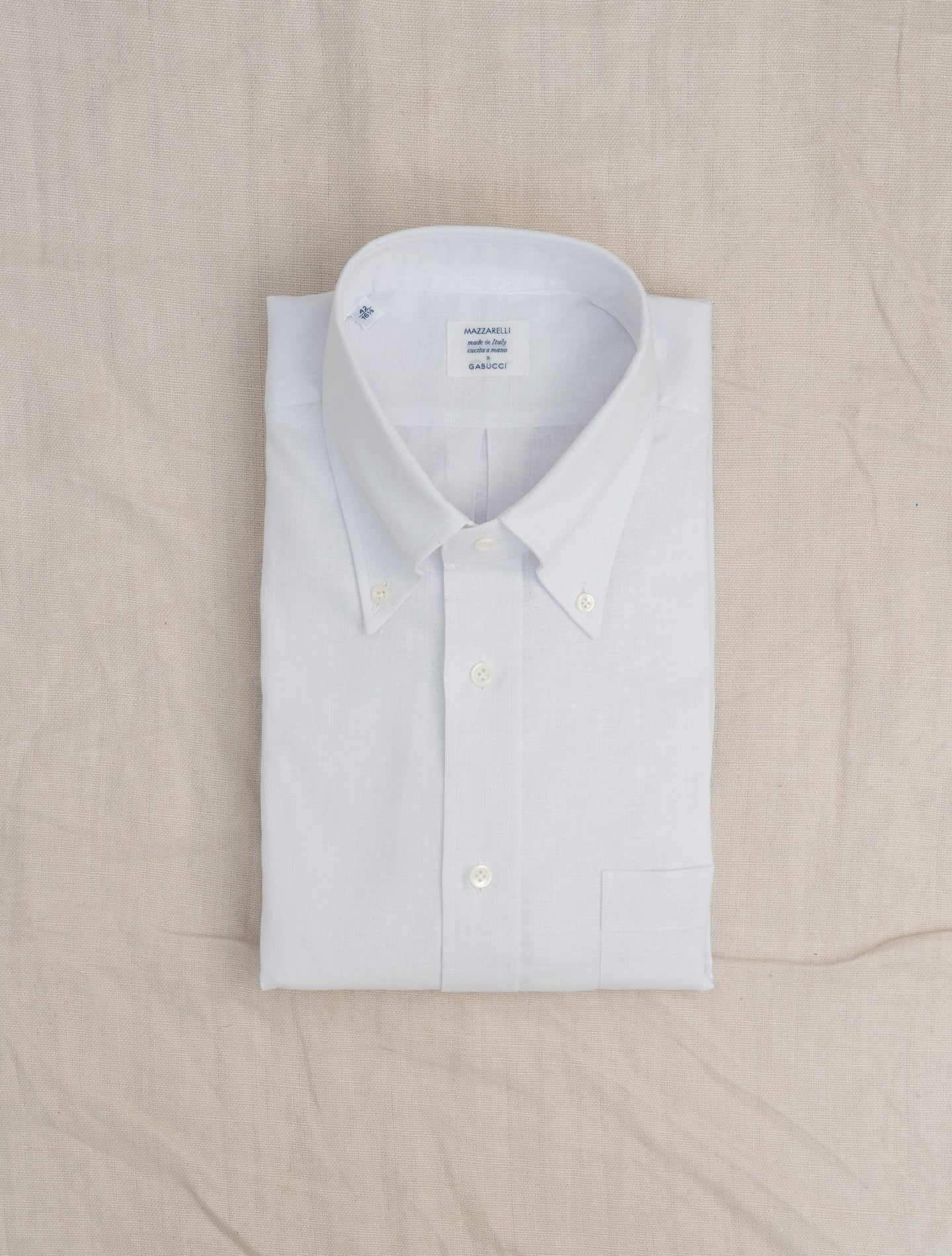 Cotton Linen IVY Fit Shirt White Mazzarelli Shirts 38