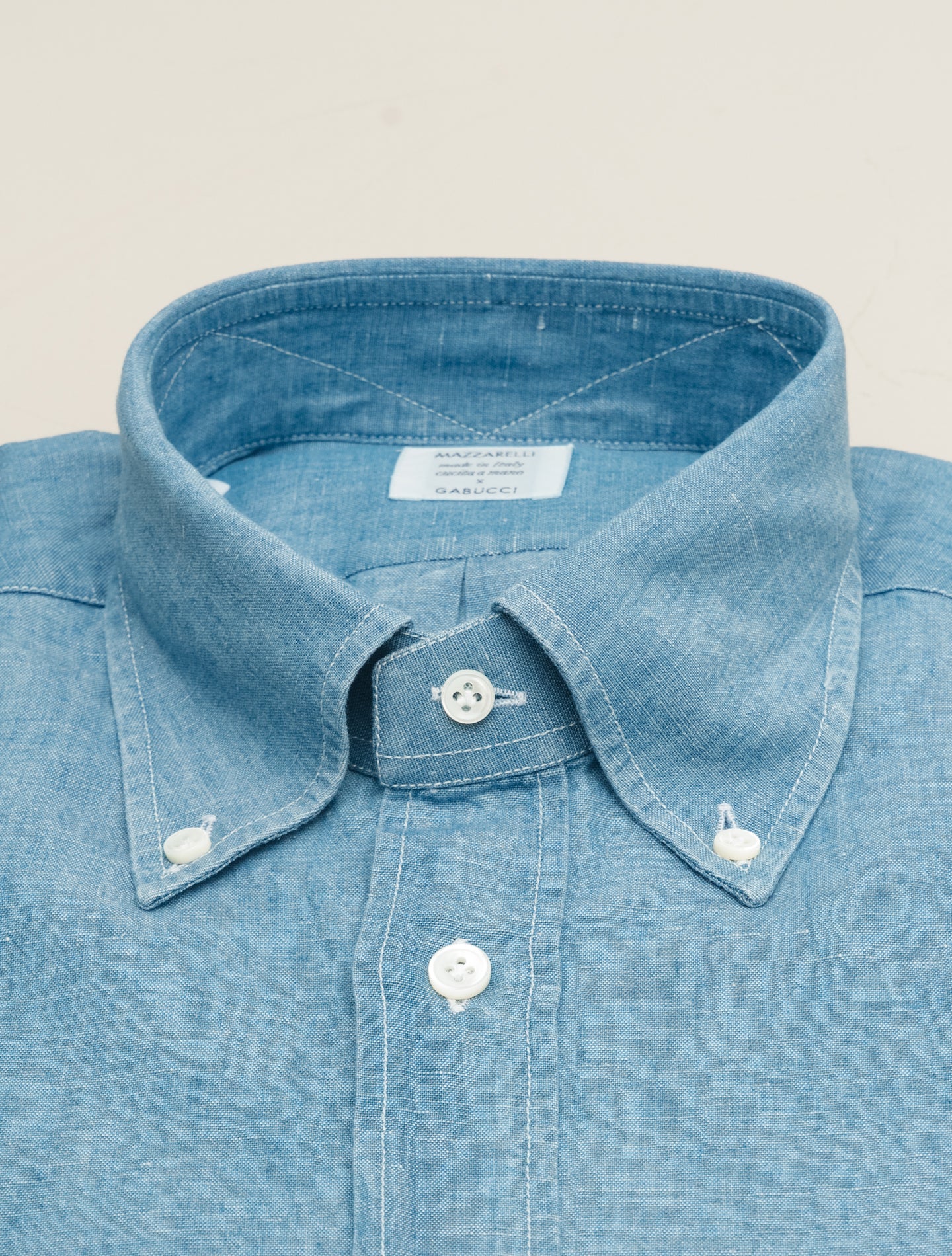 Cotton Linen Japanese Denim IVY Fit Chambray Mazzarelli Shirts 38