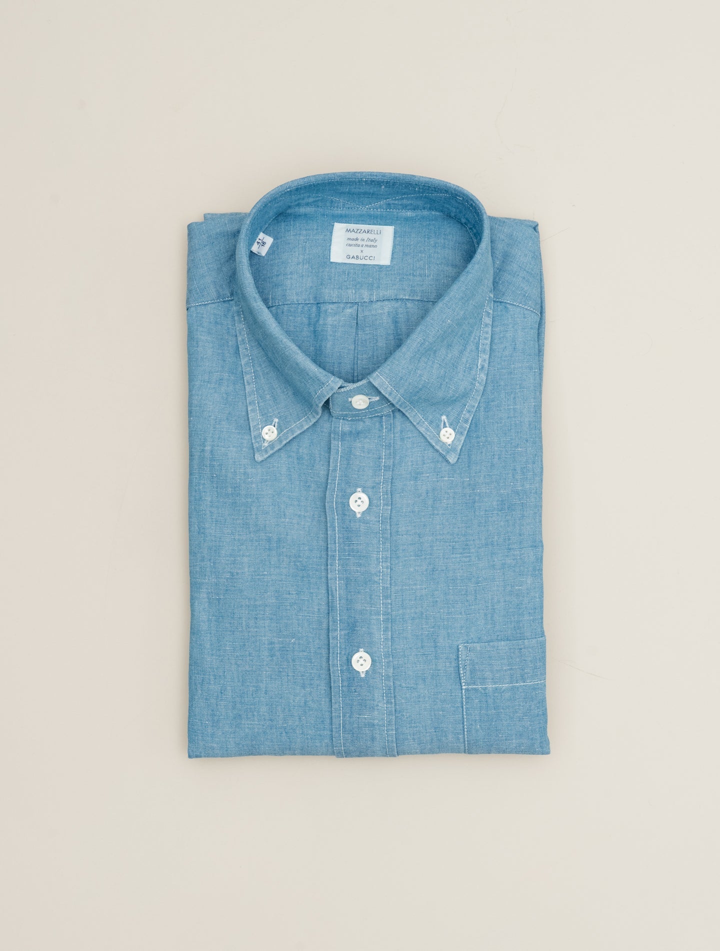 Cotton Linen Japanese Denim IVY Fit Chambray Mazzarelli Shirts 38