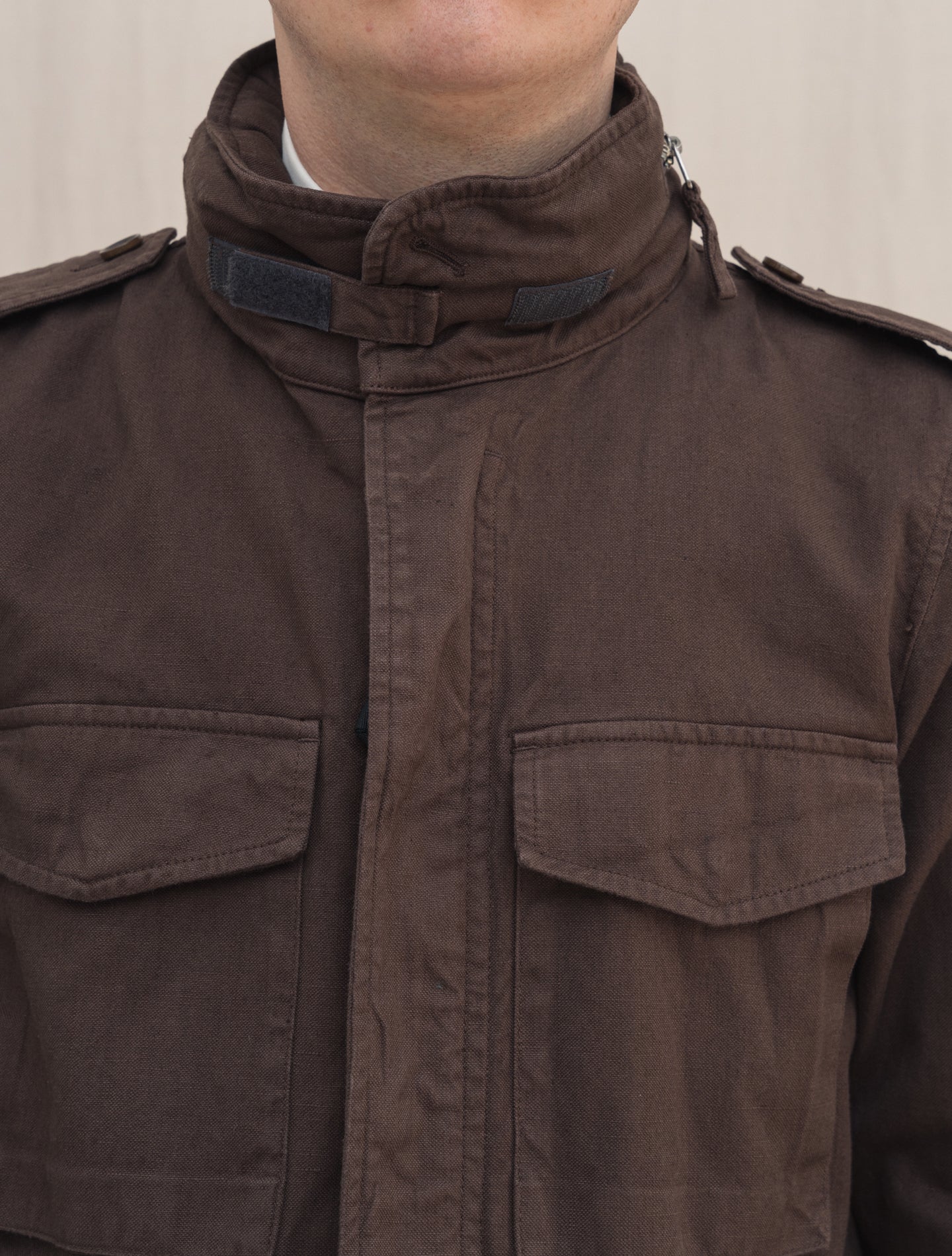 Cotton Linen Minifield Jacket Brown Aspesi Outerwear S