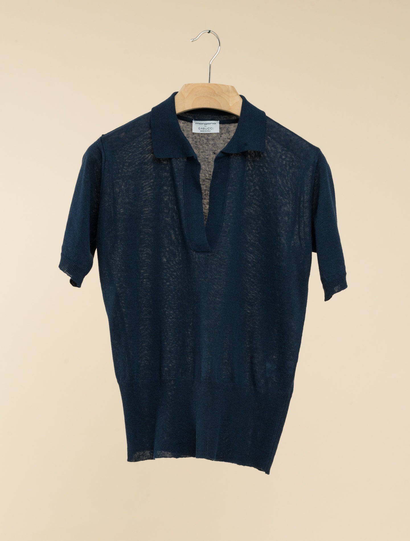 Cotton Linen Polo Shirt Navy Morgano Polo shirts IT 40