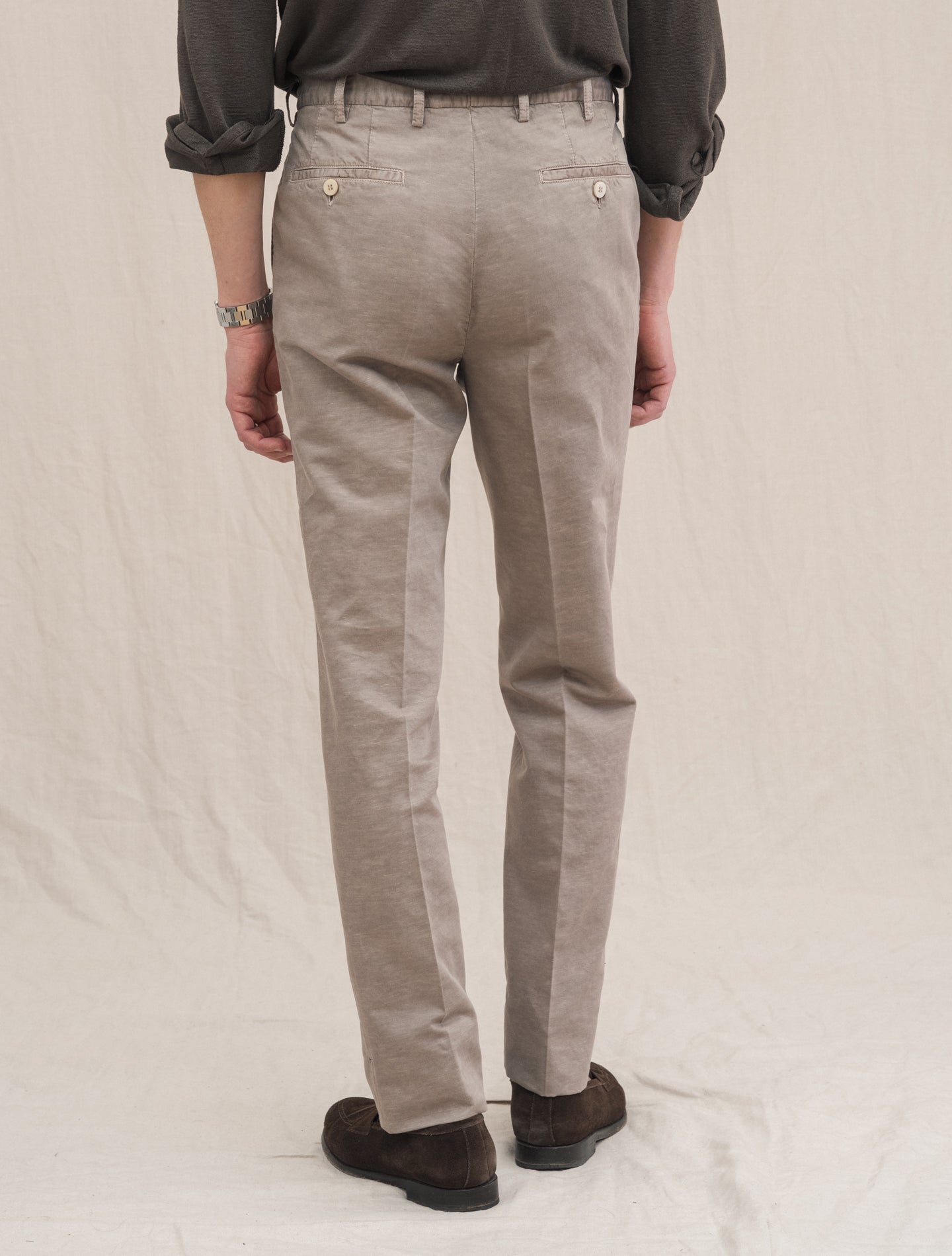 Cotton Linen Slim Fit Slacks Stone Incotex Trousers 31