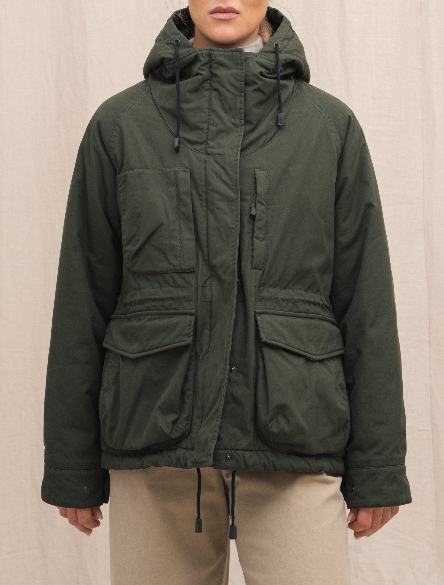 Cotton Padded Jacket Green Aspesi Outerwear Gabucci