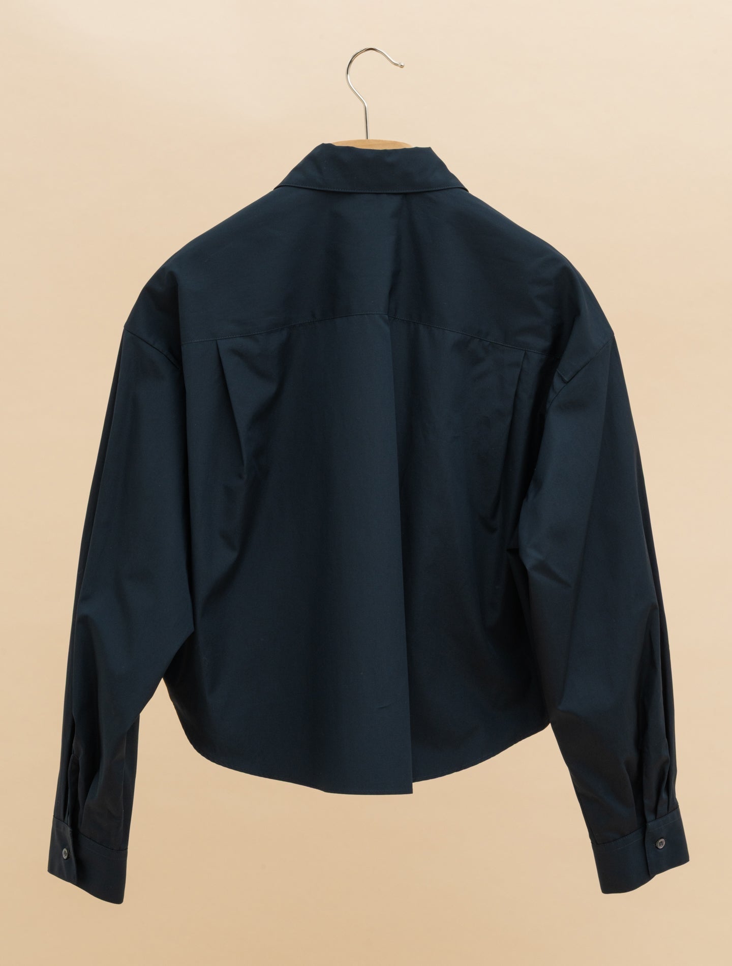 Cotton Poplin Cropped Shirt Navy Aspesi Shirts IT 38