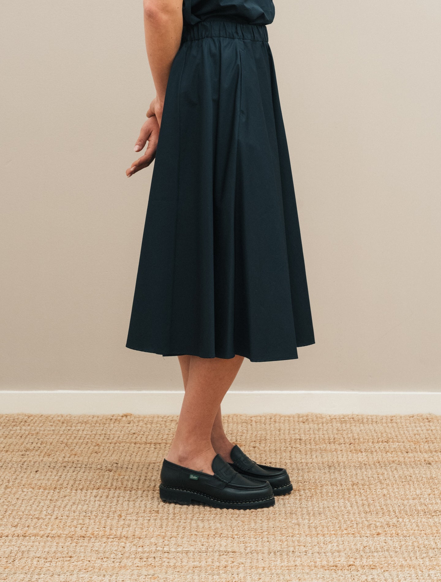 Cotton Poplin Flared Skirt Navy Aspesi Skirts IT 38