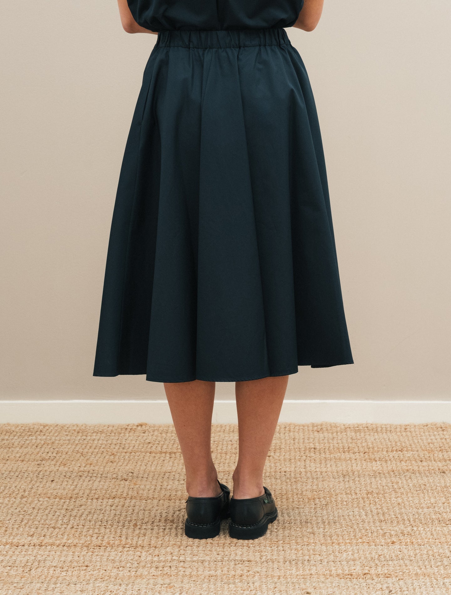 Cotton Poplin Flared Skirt Navy Aspesi Skirts IT 38