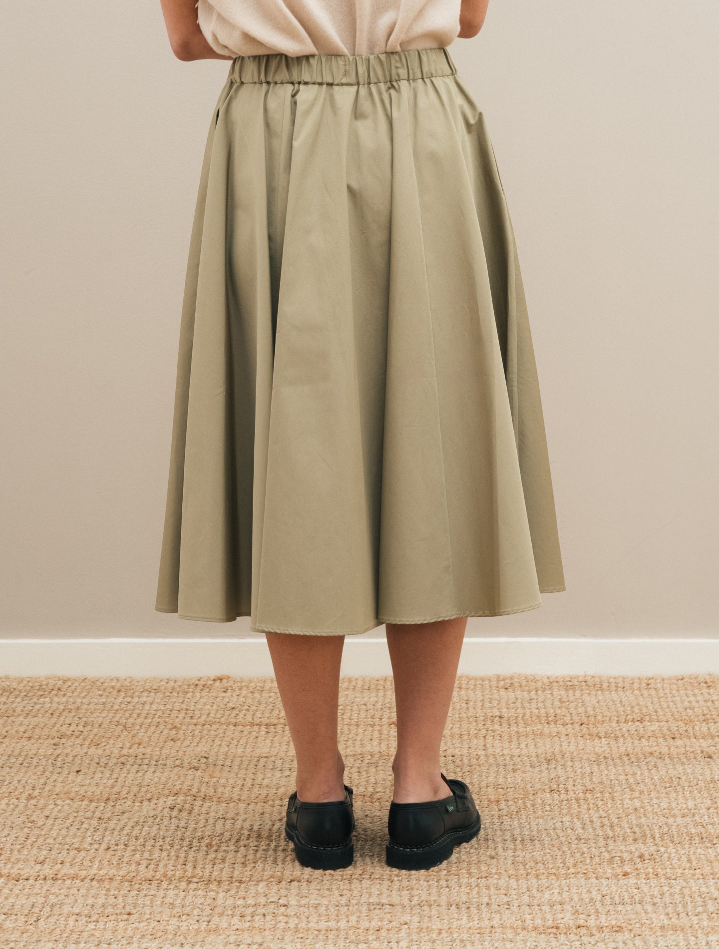 Cotton Poplin Flared Skirt Olive Aspesi Skirts IT 38